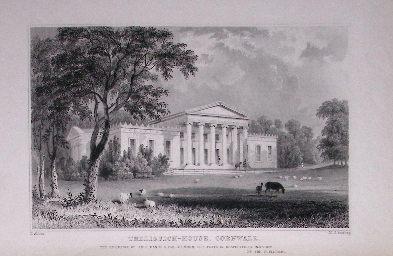 Cornwall Near Truro Trelissick House Antique 193 Years-Old Steel-Engraving-38: Title: Cornwall Near Truro Trelissick House Antique 193 Years-Old Steel-Engraving-38 Description: Cornwall St Germans Port Eliot Antique 193 Years-Old Steel-Engraving-30. This Antique Steel