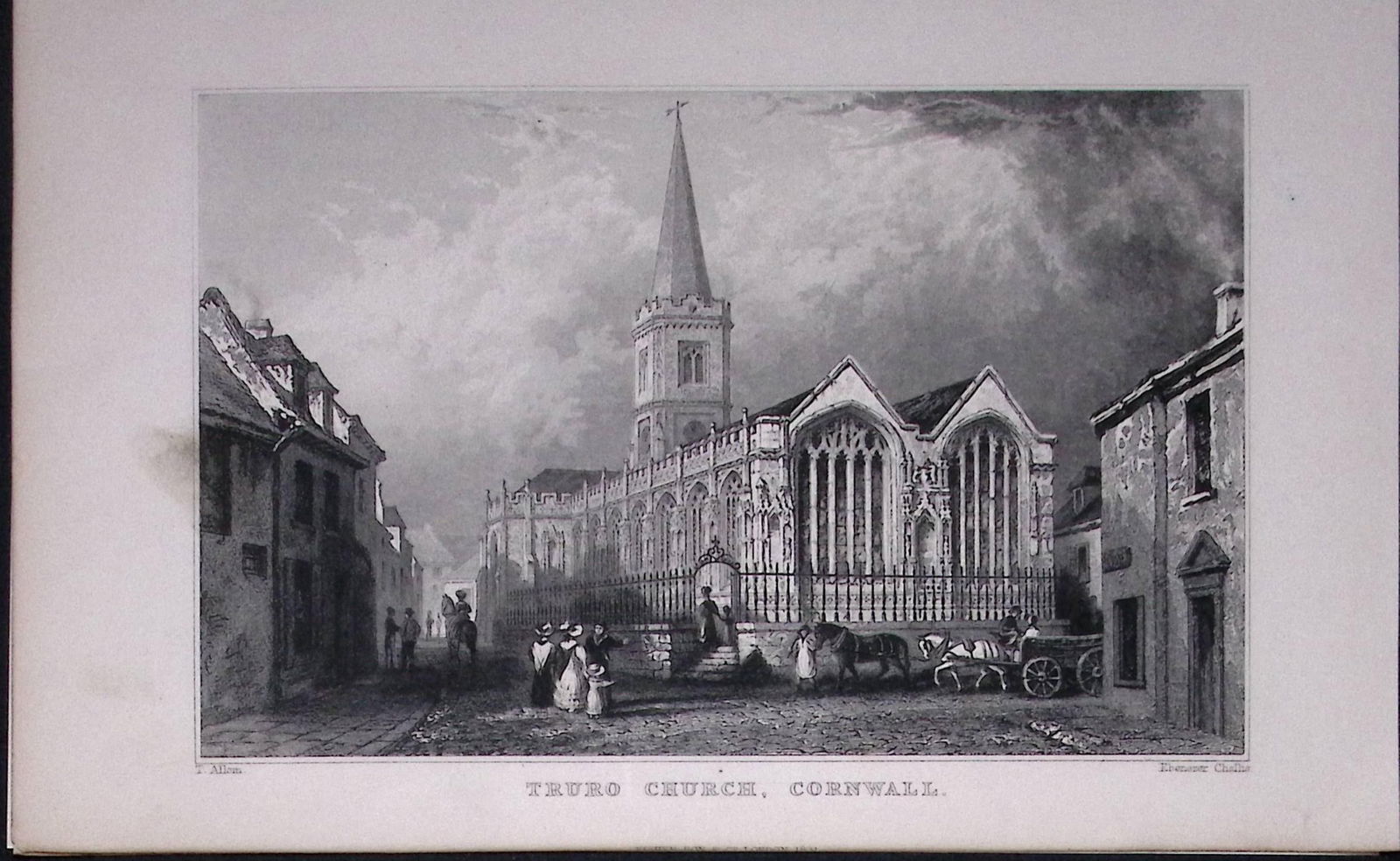 Cornwall Truro Town Church Antique 193 Years-Old Steel-Engraving-39: Title: Cornwall Truro Town Church Antique 193 Years-Old Steel-Engraving-39 Description: This Cornwall Georgian Antique Print Was Removed from a First Edition of. The Beauties of England and