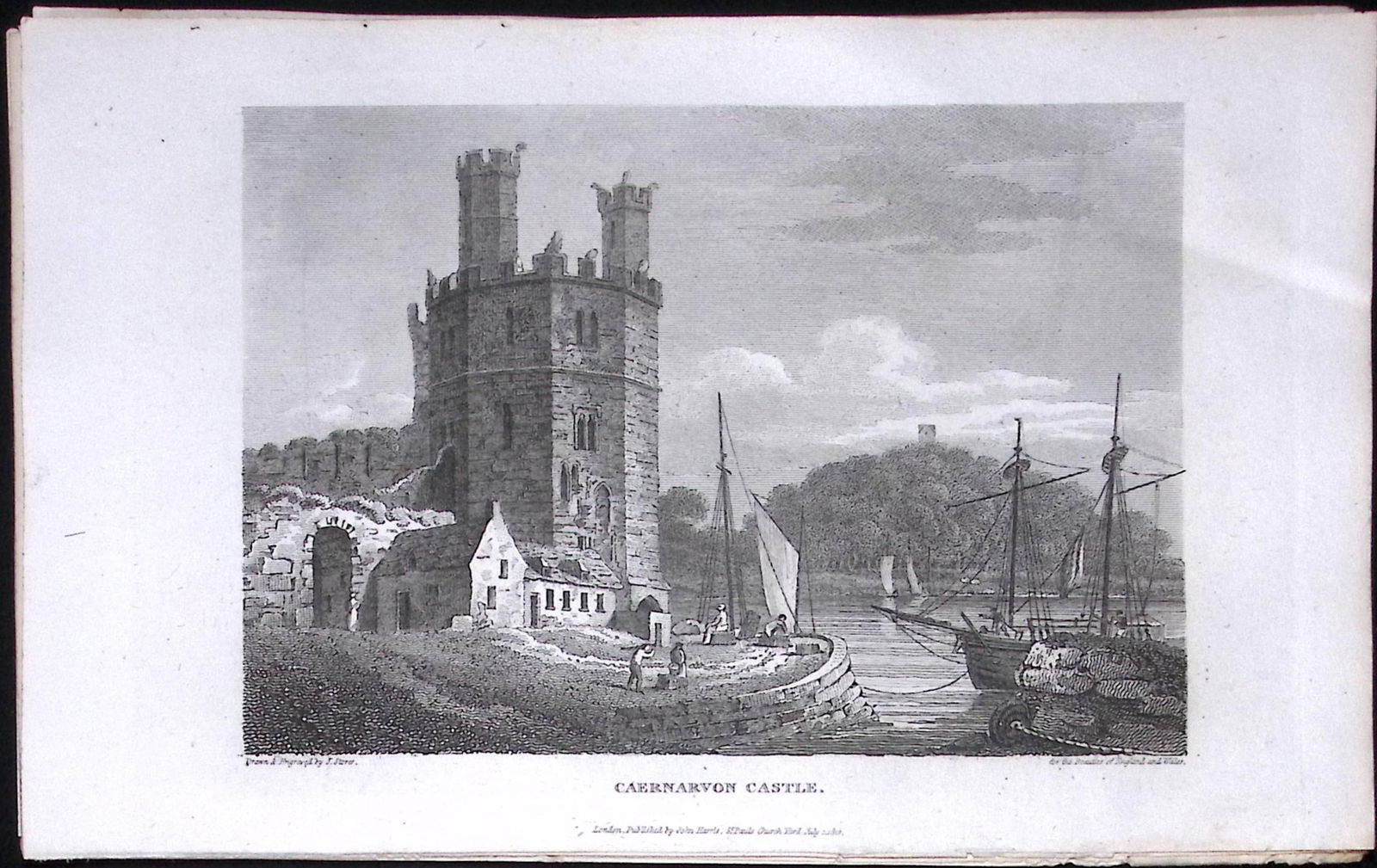 Caernarvon Castle Wales Antique 213 Years-Old Georgian Steel-Engraving-186.: Title: Caernarvon Castle Wales Antique 213 Years-Old Georgian Steel-Engraving-186. Description: Caernarvon Castle Wales Antique 213 Years-Old Georgian Steel-Engraving-186.