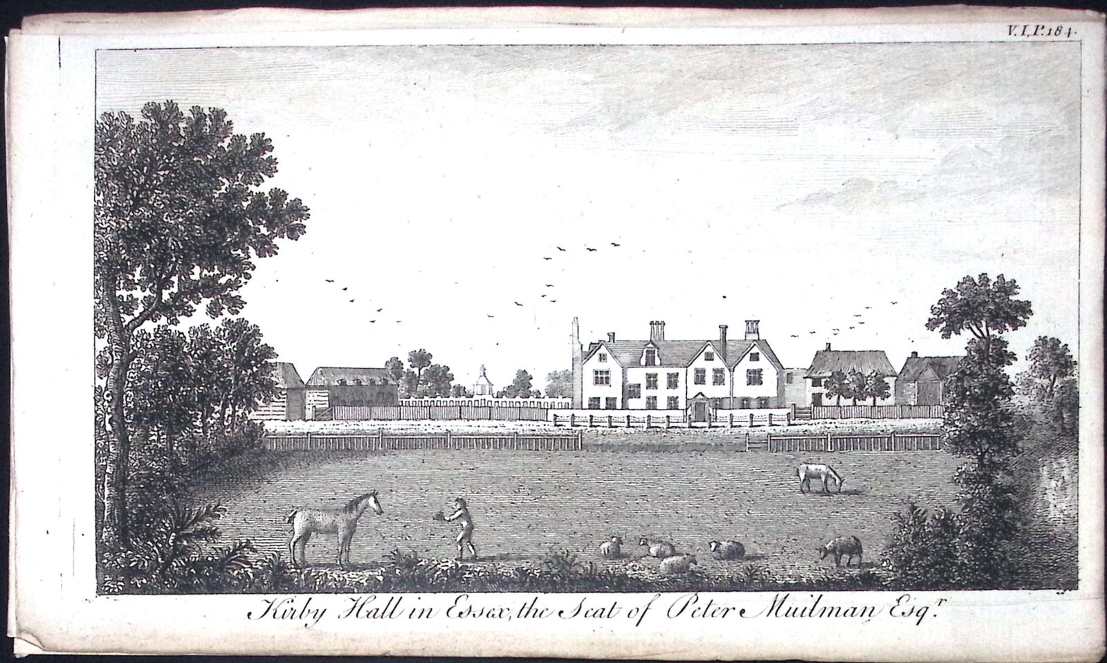 Essex Braintree Kirby Hall Scarce Georgian Copper Antique 1776 Engraving-129.: Title: Essex Braintree Kirby Hall Scarce Georgian Copper Antique 1776 Engraving-129. Description: This Nearly 250-Year-Old Antique Piece Was Removed from an Edition of. A New