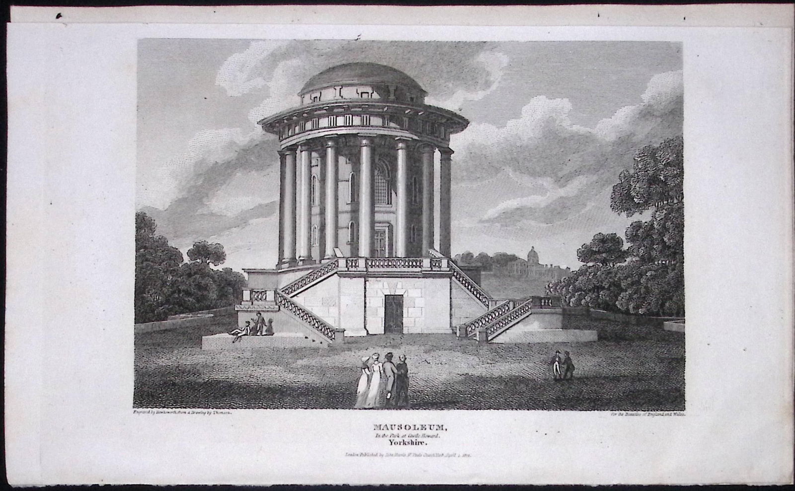 Castle Howard Yorkshire Mausoleum Antique 213 Years-Old Steel-Engraving-20: Title: Castle Howard Yorkshire Mausoleum Antique 213 Years-Old Steel-Engraving-20 Description: This Yorkshire Georgian Antique Print Was Removed from a First Edition of. The Beauties of England