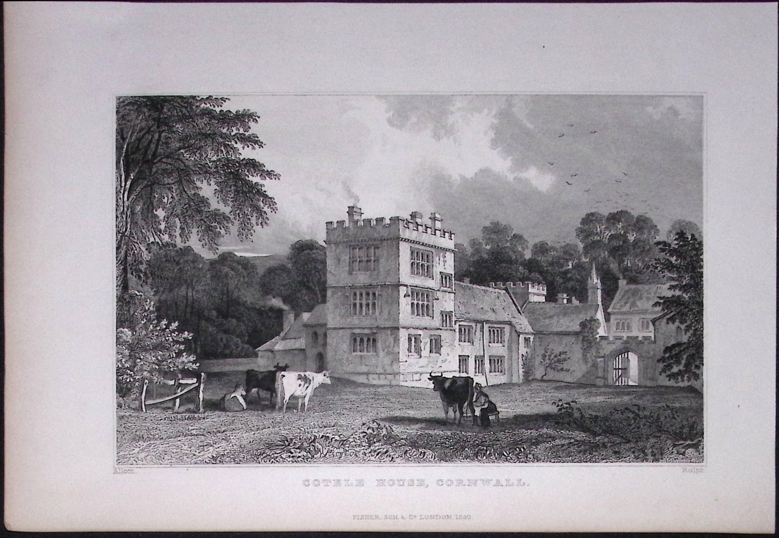 Cornwall Calstock Cotele House Antique 193 Years-Old Steel-Engraving-28: Title: Cornwall Calstock Cotele House Antique 193 Years-Old Steel-Engraving-28 Description: This Antique Steel Engraving Was Removed from a 193-Year-Old Edition of. Devon and Cornwall