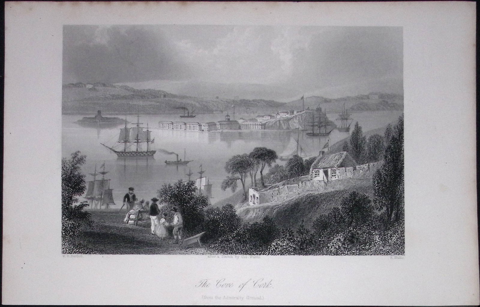 Ireland The Cove of Cork Harbour Antique 183 Years-Old Steel-Engraving-11.: Title: Ireland The Cove of Cork Harbour Antique 183 Years-Old Steel-Engraving-11. Description: Ireland The Cove of Cork Harbour Antique 183 Years-Old Steel-Engraving-11.