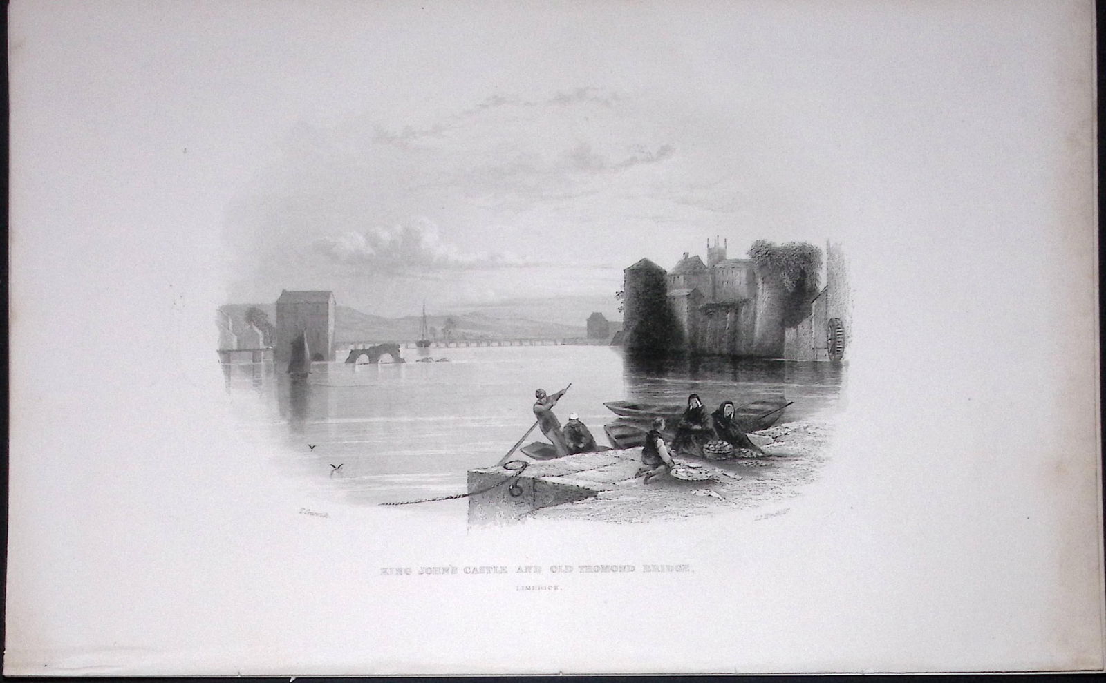 Ireland King James Castle Limerick Antique 183 Years-Old Steel-Engraving-35.: Title: Ireland King James Castle Limerick Antique 183 Years-Old Steel-Engraving-35. Description: The Scenery and Antiquities of Ireland, Illustrations by WH Barlett. </