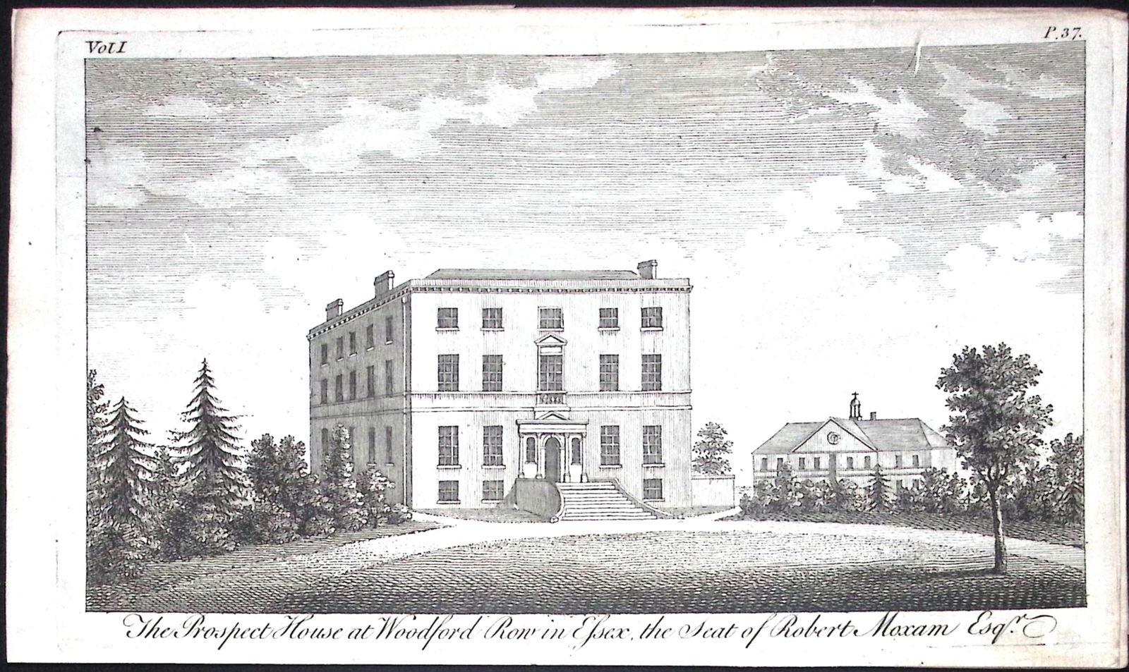 Essex Woodford Prospect House Scarce Georgian Copper Antique 1776 Engraving-134.: Title: Essex Woodford Prospect House Scarce Georgian Copper Antique 1776 Engraving-134. Description: This Nearly 250-Year-Old Antique Piece Was Removed from an Edition of. A N
