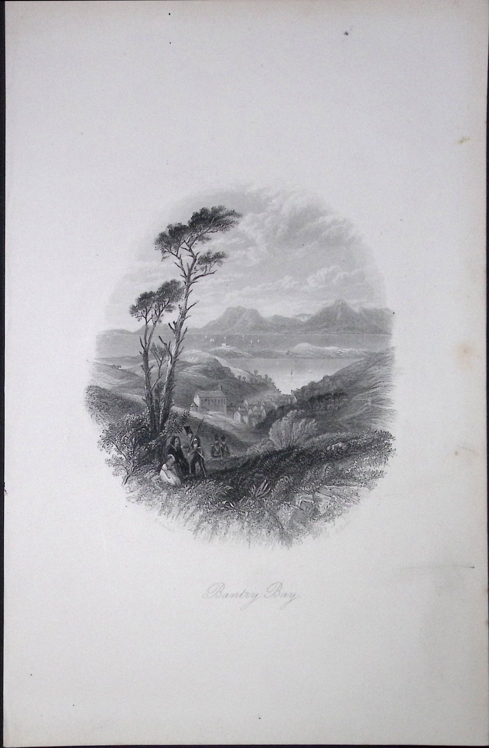 Ireland View of Bantry Bay Cork Antique 183 Years-Old Steel-Engraving-6.: Title: Ireland View of Bantry Bay Cork Antique 183 Years-Old Steel-Engraving-6. Description: Ireland View of Bantry Bay Cork Antique 183 Years-Old Steel-Engraving-6. The Scenery and Antiquities