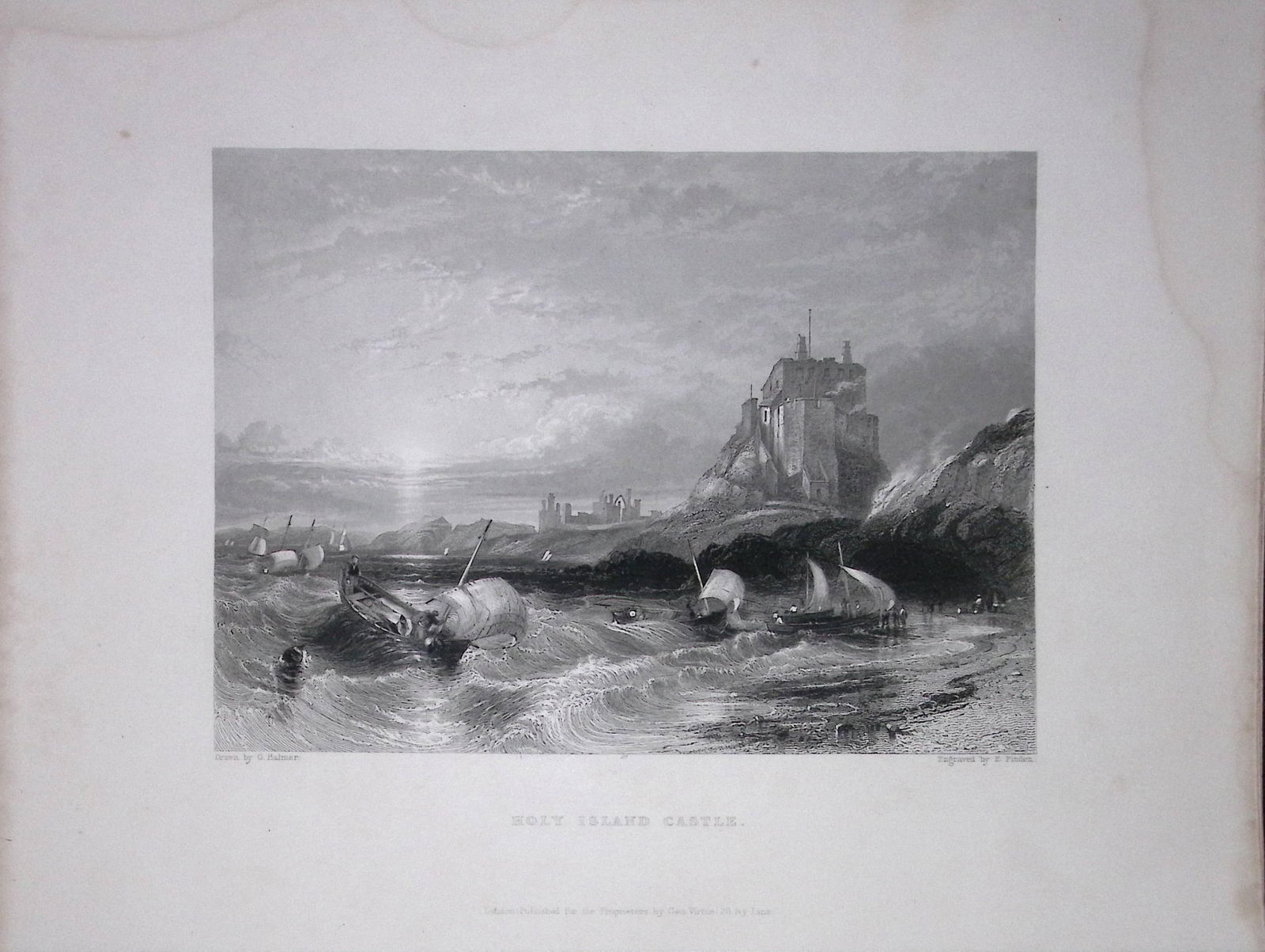 Holy Island Northumberland WH Bartlett 1842 Antique Steel Engraving-216: Title: Holy Island Northumberland WH Bartlett 1842 Antique Steel Engraving-216 Description: Holy Island Northumberland WH Bartlett 1842 Antique Steel Engraving-216
