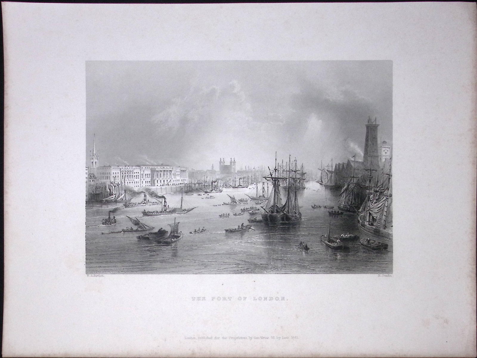London Port WH Bartlett 183 Years-Old Antique Steel Engraving-4: Title: London Port WH Bartlett 183 Years-Old Antique Steel Engraving-4 Description: This Steel Engraved Print Has Been Removed from an Antique 1842 Edition of. Find