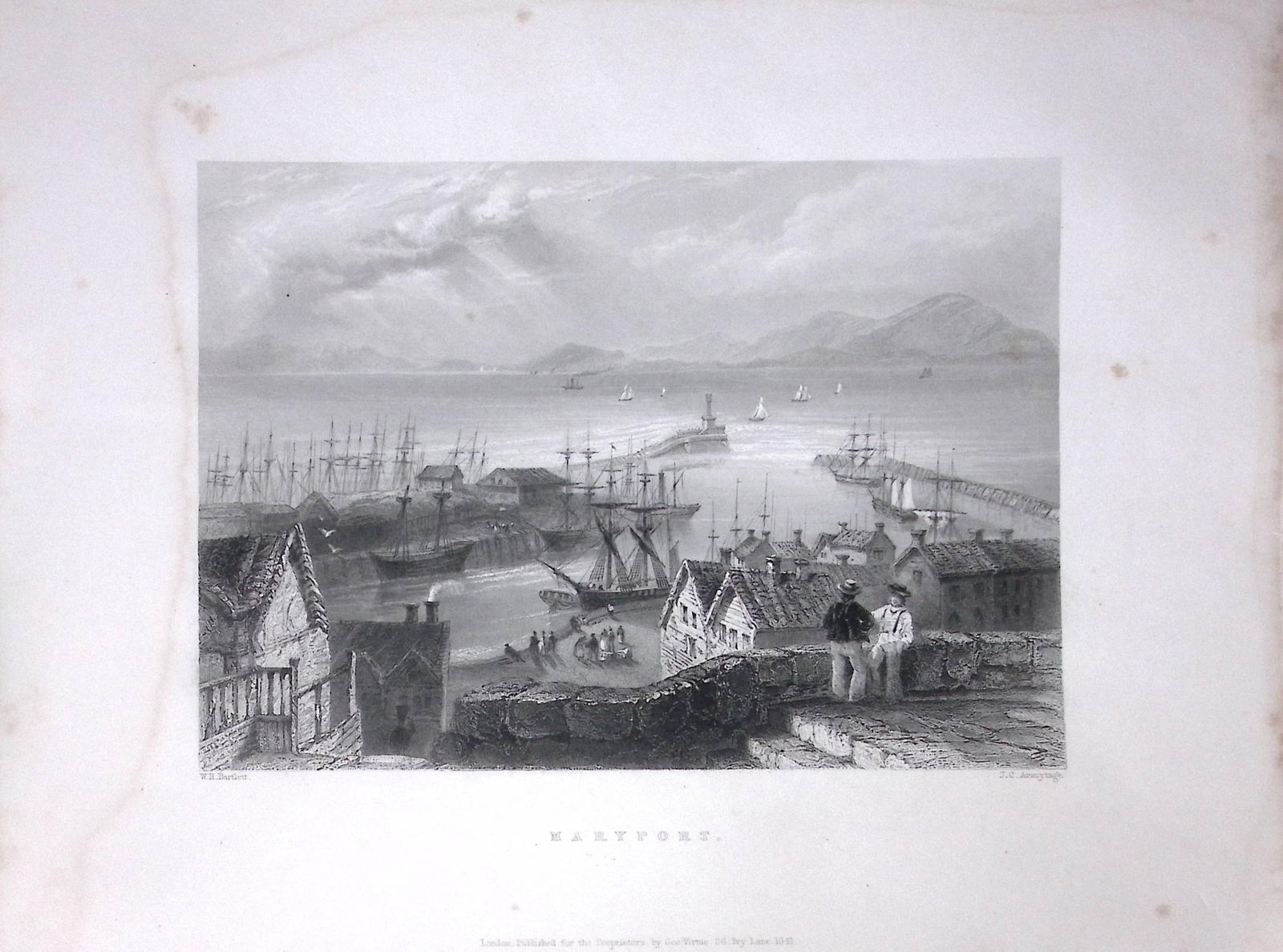 Maryport Village Cumbria WH Bartlett 1842 Antique Steel Engraving-119: Title: Maryport Village Cumbria WH Bartlett 1842 Antique Steel Engraving-119 Description: This Steel Engraved Print Has Been Removed from an Antique 1842 Edition of.