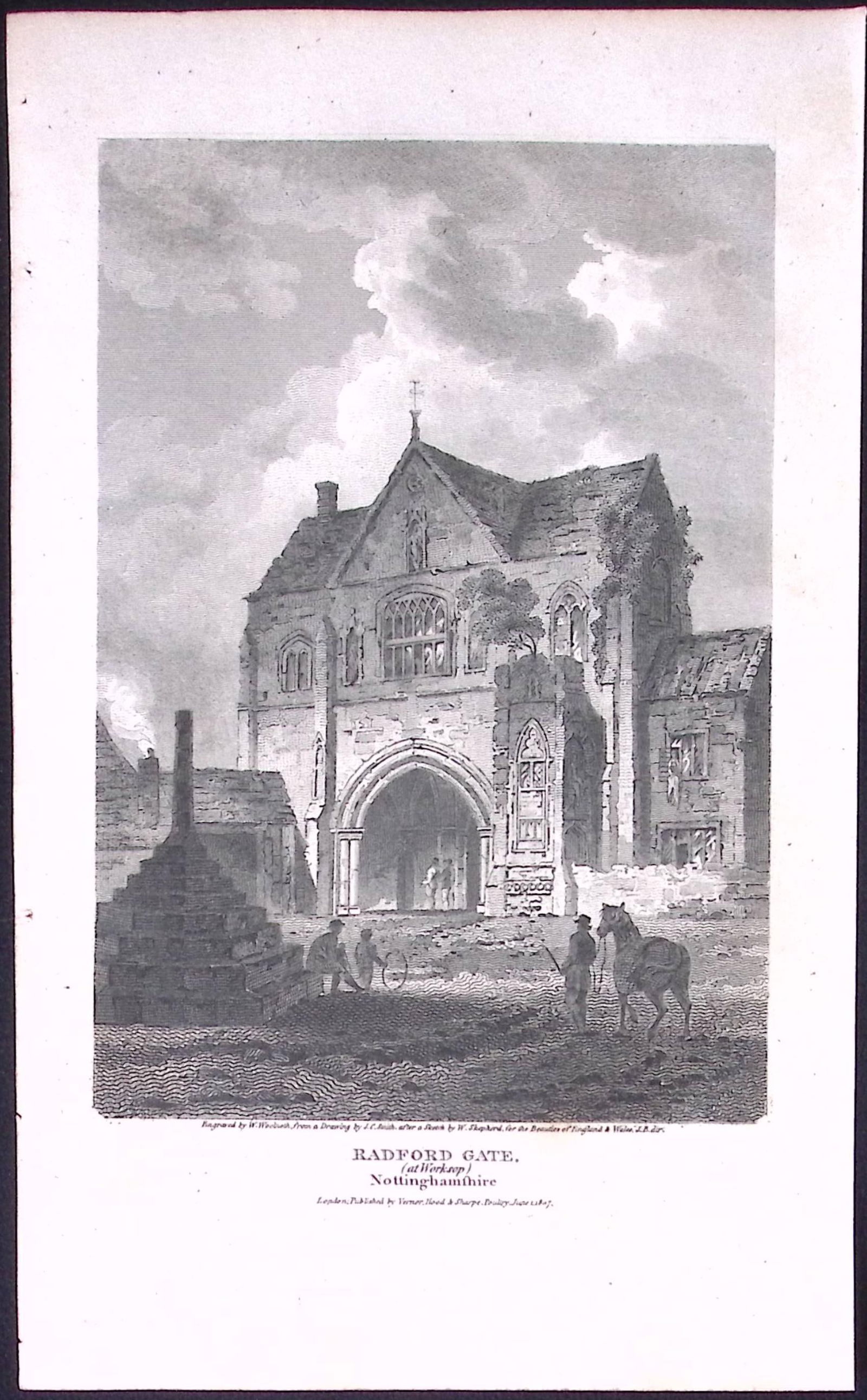 Nottinghamshire Worksop Radford Gate 212 Years-Old Steel-Engraving-159 (1 of 2)