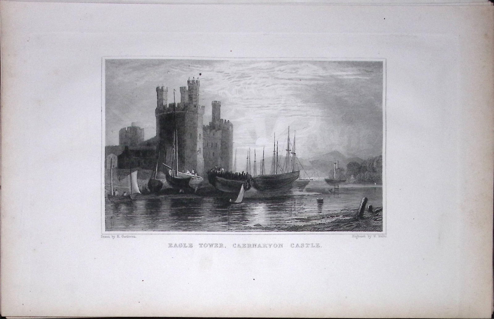 Wales Eagle Tower Caernarvon Castle Antique 166-Year-Old Steel Engraving-38.: Title: Wales Eagle Tower Caernarvon Castle Antique 166-Year-Old Steel Engraving-38. Description: Wales Eagle Tower Caernarvon Castle Antique 166-Year-Old Steel Engraving-38. <