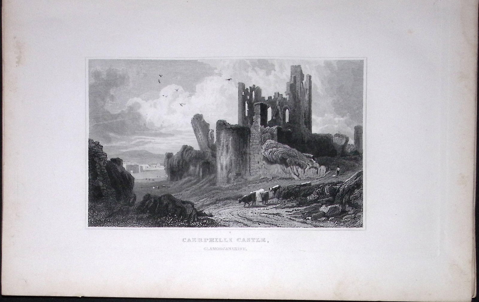 Wales Caerphilly Castle Glamorganshire Antique 166-Year-Old Steel Engraving-54: Title: Wales Caerphilly Castle Glamorganshire Antique 166-Year-Old Steel Engraving-54 Description: Wales Caerphilly Castle Glamorganshire Antique 166-Year-Old Steel Engraving-54 <