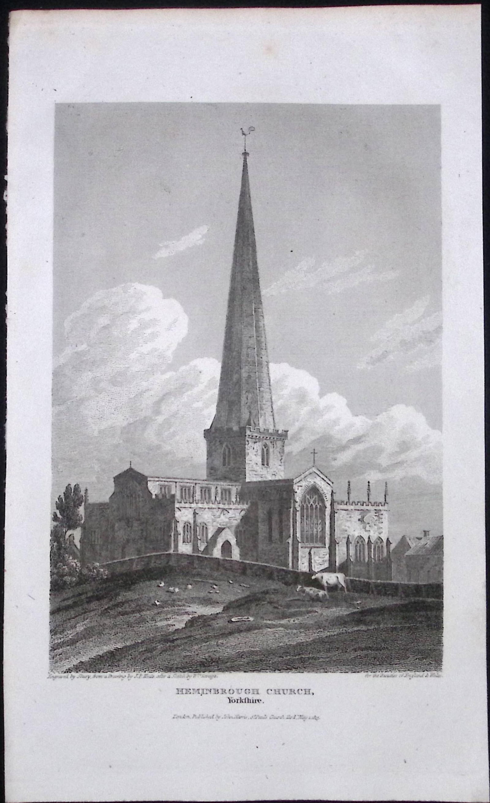 Hemingbrough Yorkshire Antique 213 Years-Old Steel-Engraving-26: Title: Hemingbrough Yorkshire Antique 213 Years-Old Steel-Engraving-26 Description: This Yorkshire Georgian Antique Print Was Removed from a First Edition of. The Beauties of England and Wales