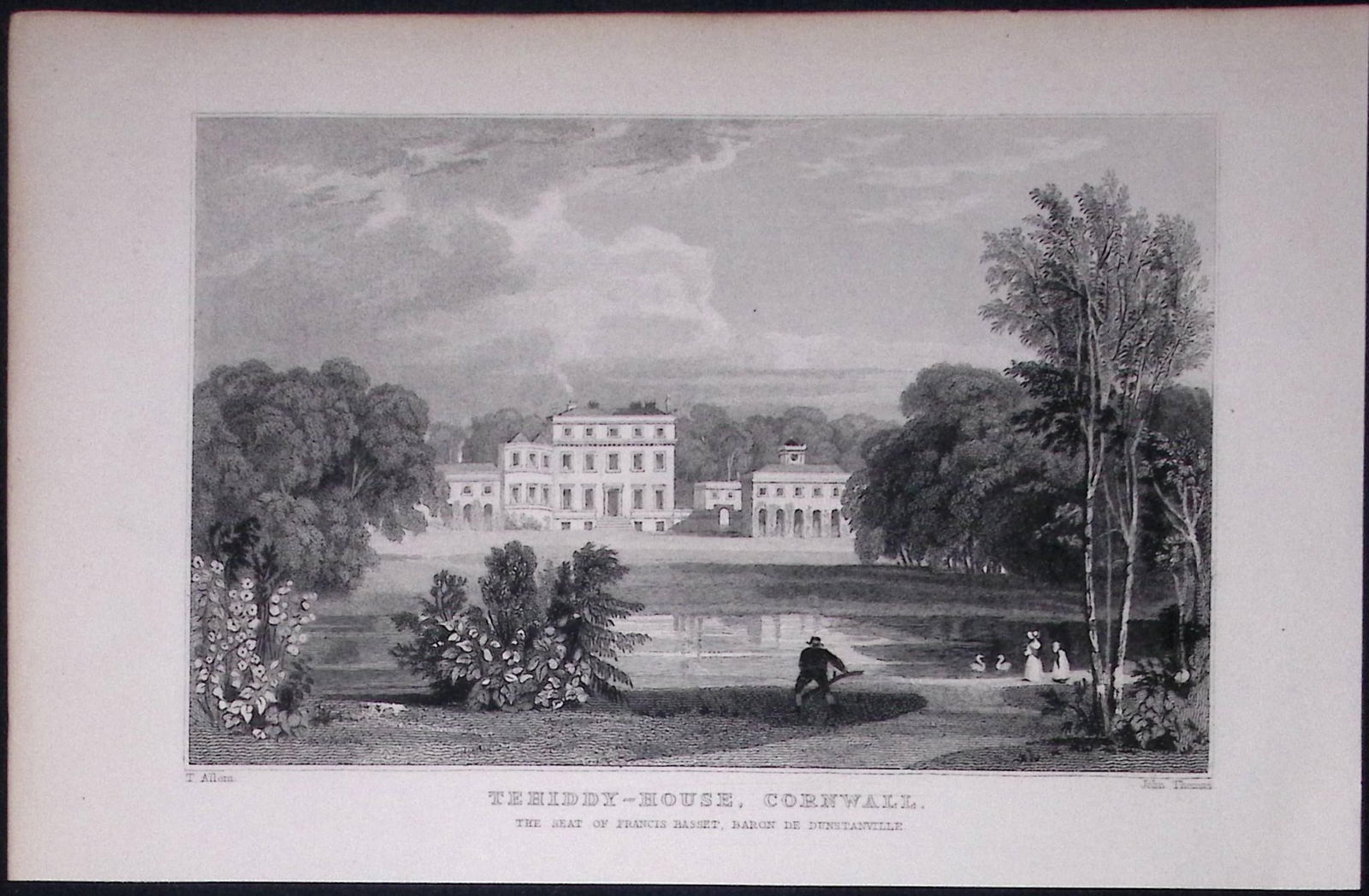 Cornwall A View of Tehidy Antique 193 Years-Old Steel-Engraving-12: Title: Cornwall A View of Tehidy Antique 193 Years-Old Steel-Engraving-12 Description: This Antique Steel Engraving Was Removed from a 193-Year-Old Edition of. Devon and Cornwall Illustrated in