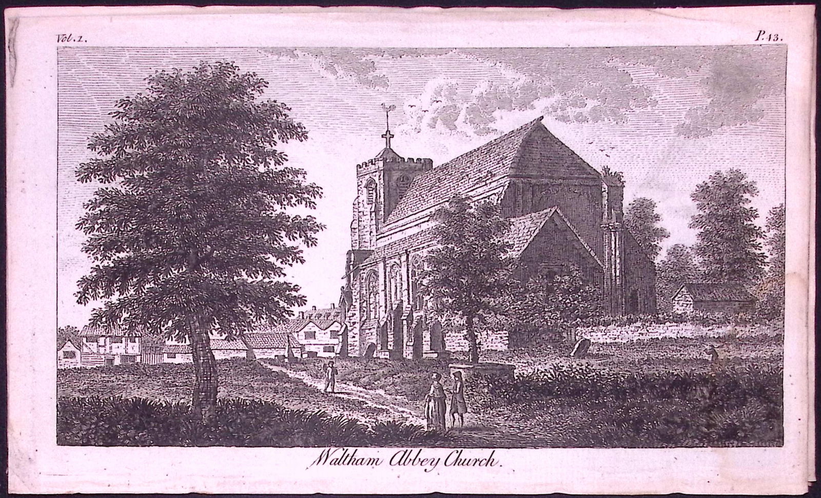 Waltham Abbey Church Rare 1776 Georgian Copper Plate Antique Engraving -75: Title: Waltham Abbey Church Rare 1776 Georgian Copper Plate Antique Engraving -75 Description: This Nearly 250-Year-Old Antique Piece Was Removed from an Edition of. A New Dis