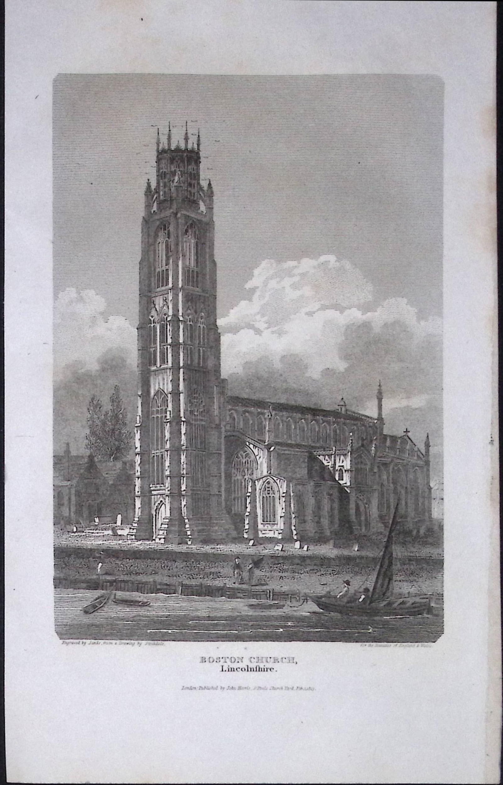 Boston Church Lincolnshire Antique 218 Years-Old Georgian Steel-Engraving-448 (1 of 2)