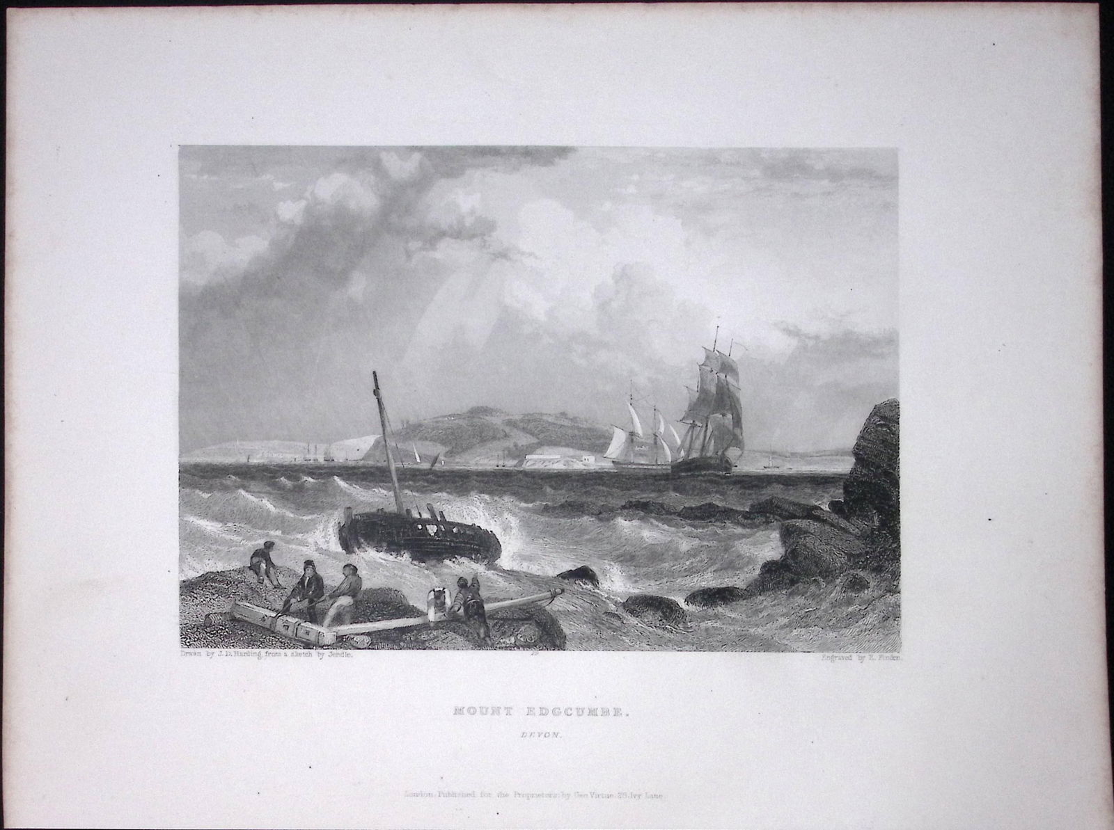 Cornwall Mount Edgcumbe WH Bartlett 183 Years-Old Antique Steel Engraving-17: Title: Cornwall Mount Edgcumbe WH Bartlett 183 Years-Old Antique Steel Engraving-17 Description: This Steel Engraved Print Has Been Removed from an Antique 1842 Edition of. Finden’s The