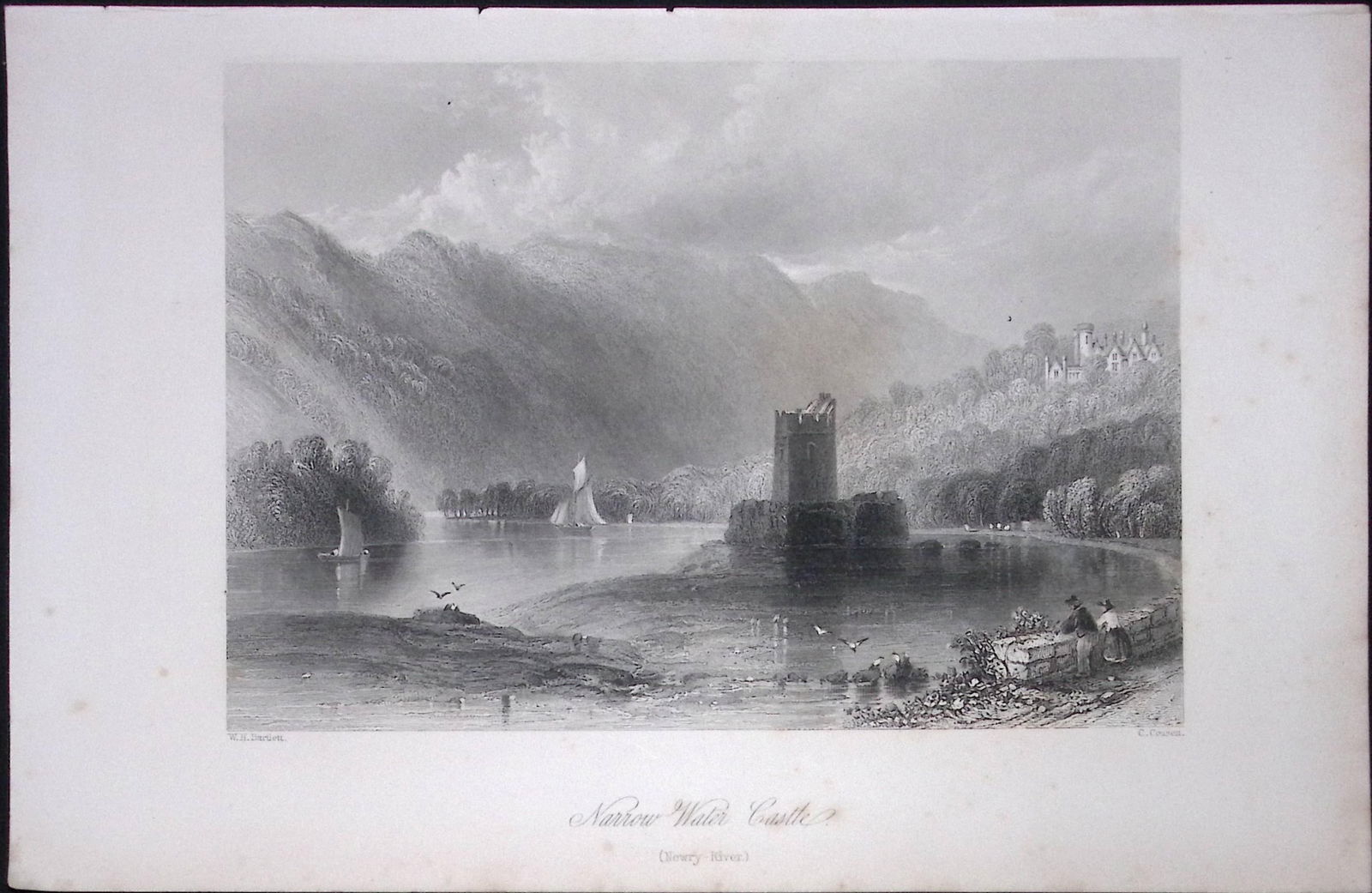 Ireland Narrow Water Castle Newry Antique 183 Years-Old Steel-Engraving-49: Title: Ireland Narrow Water Castle Newry Antique 183 Years-Old Steel-Engraving-49 Description: The Scenery and Antiquities of Ireland, Illustrations by WH Barlett. 