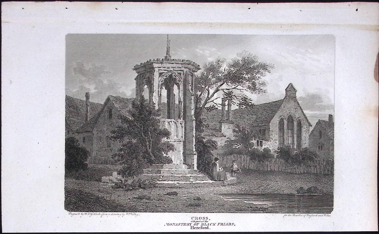 Cross At Black Friary Hereford Antique 220 Years-Old Georgian Steel-Engraving-218: Title: Cross At Black Friary Hereford Antique 220 Years-Old Georgian Steel-Engraving-218 Description: The Beauties of England and Wales Antique 24 Volume Set. Published in 1805 During the Reign