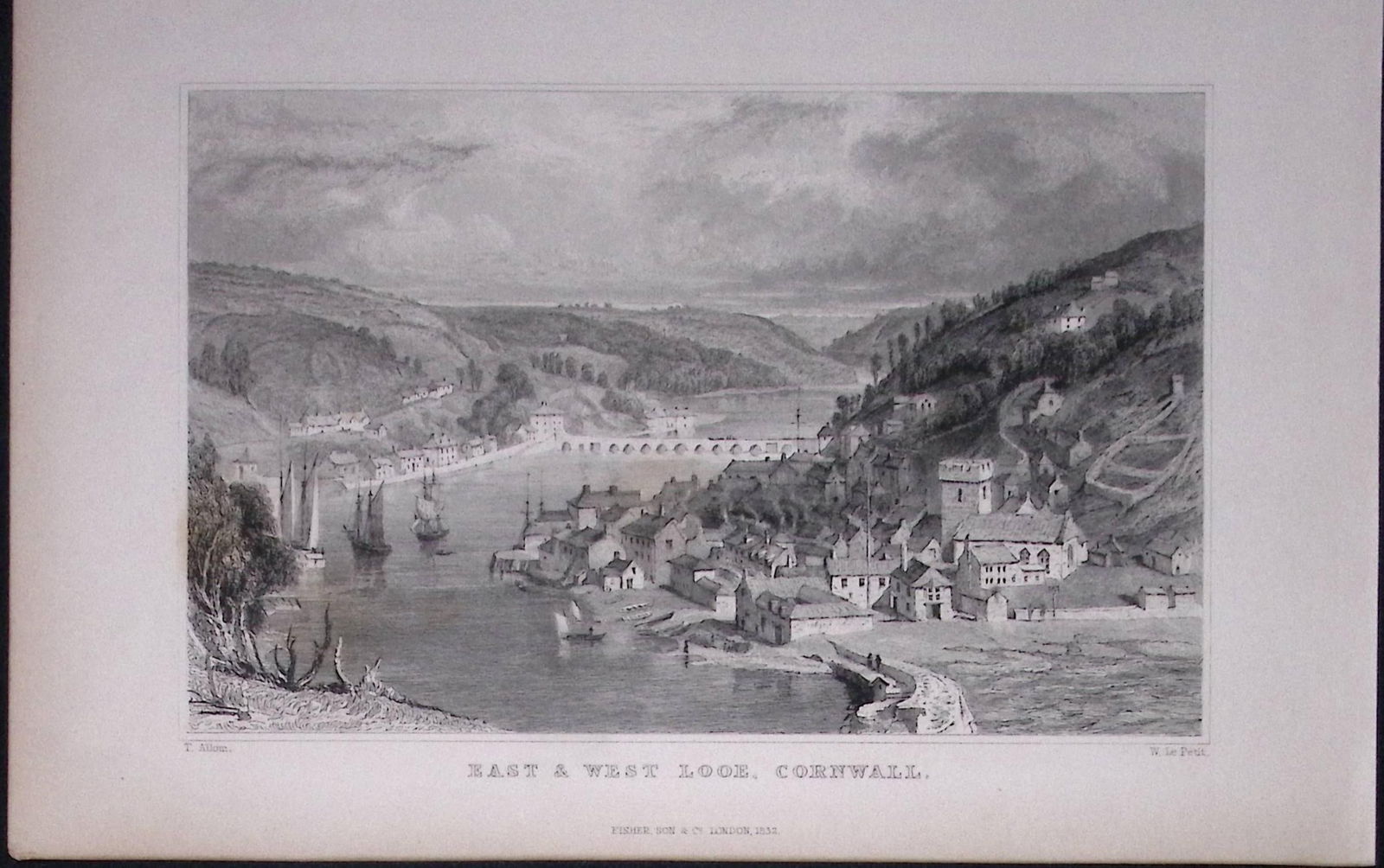 Cornwall East & West Looe Antique 193 Years-Old Steel-Engraving-41 (1 of 2)