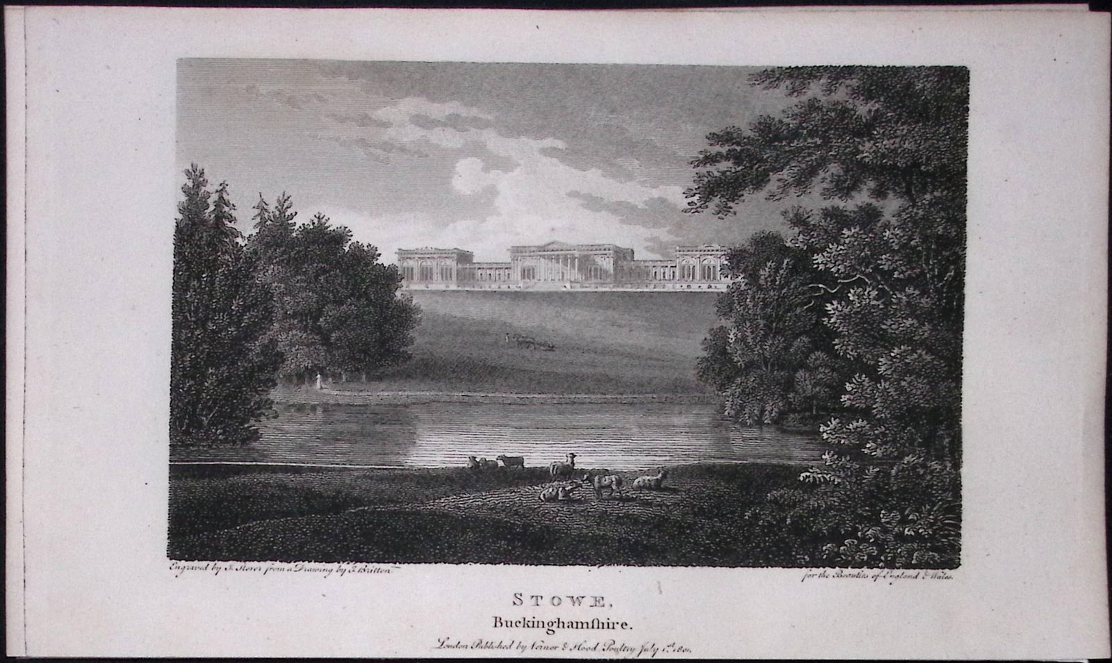 Stowe Buckinghamshire Antique 225 Years-Old Georgian Steel-Engraving-319.: Title: Stowe Buckinghamshire Antique 225 Years-Old Georgian Steel-Engraving-319. Description: This Georgian Antique Print Was Removed from a First Edition of. The Beauties of England and Wales