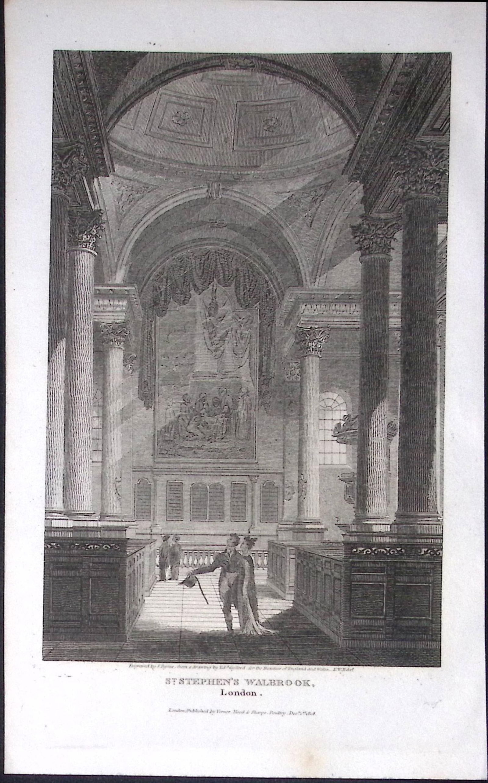 London St Stephens Walbrook Antique 200 Years-Old Steel-Engraving-240: Title: London St Stephens Walbrook Antique 200 Years-Old Steel-Engraving-240 Description: This London Georgian Antique Print Was Removed from a First Edition of. Th