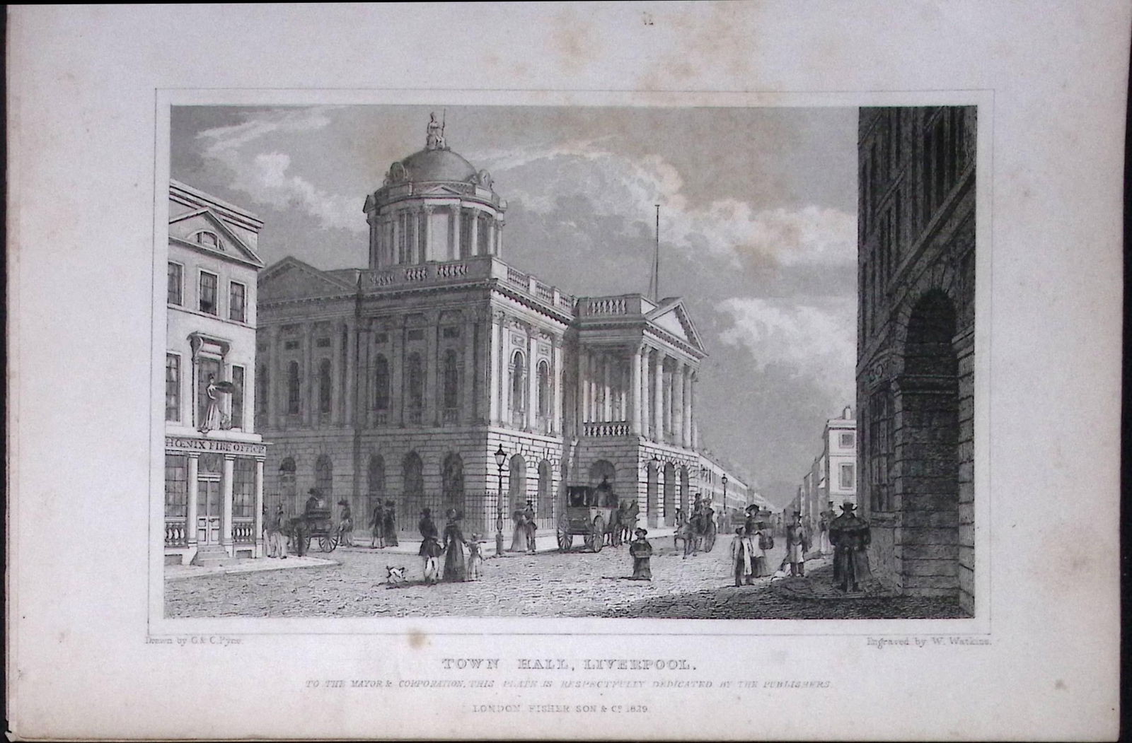 Liverpool Town Hall Antique 195 Years-Old Steel-Engraving-28: Title: Liverpool Town Hall Antique 195 Years-Old Steel-Engraving-28 Description: This Antique Steel Engraving Was Removed from a 195-Year-Old Edition of. Lancashire