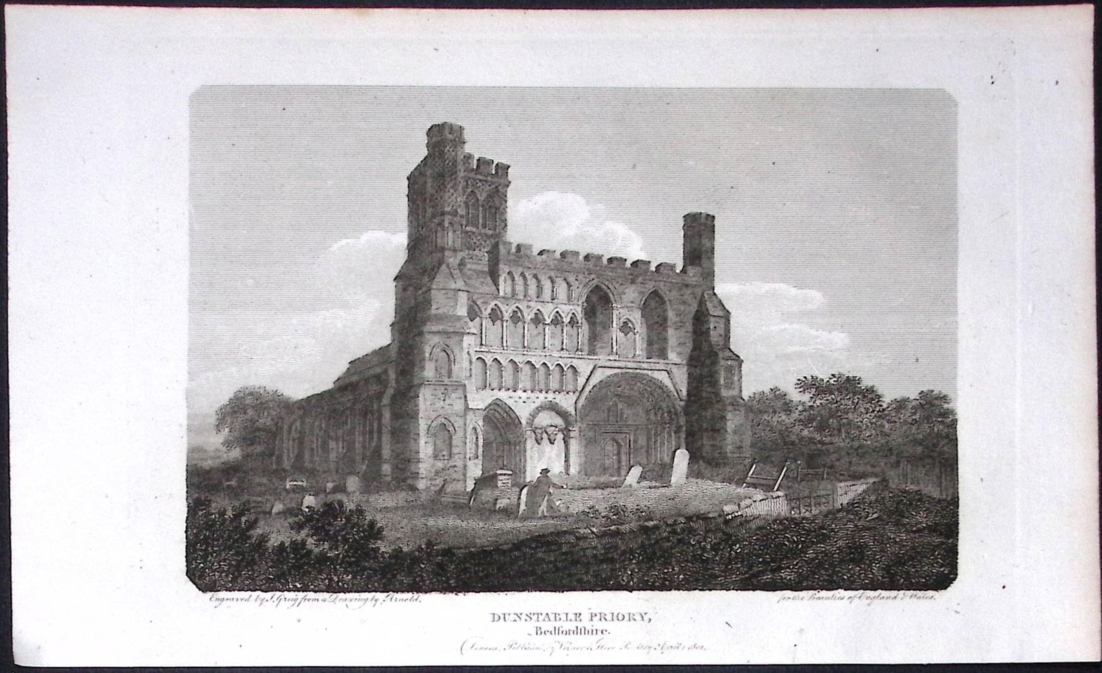 Dunstable Abbey Bedford Antique 225 Years-Old Georgian Steel-Engraving-411: Title: Dunstable Abbey Bedford Antique 225 Years-Old Georgian Steel-Engraving-411 Description: This Bedfordshire Georgian Antique Print Was Removed from a First Edition of. The Beauties of