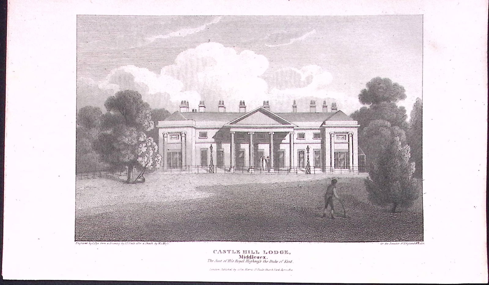 Castle Hill Lodge Ealing London Antique 200 Years-Old Steel-Engraving-270: Title: Castle Hill Lodge Ealing London Antique 200 Years-Old Steel-Engraving-270 Description: This London Georgian Antique Print Was Removed from a First Edition of. The Beauties of England and