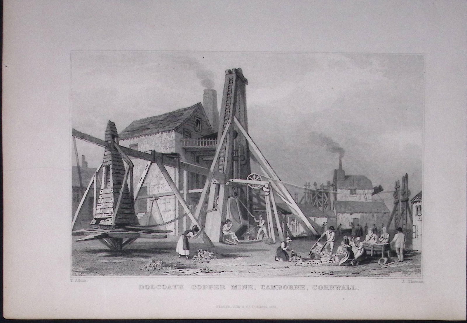 Cornwall Cambourne Dolcoath Copper Mine Antique 193 Years-Old Steel-Engraving-8: Title: Cornwall Cambourne Dolcoath Copper Mine Antique 193 Years-Old Steel-Engraving-8 Description: This Antique Steel Engraving Was Removed from a 193-Year-Old Edition of. Devon and Cornwall