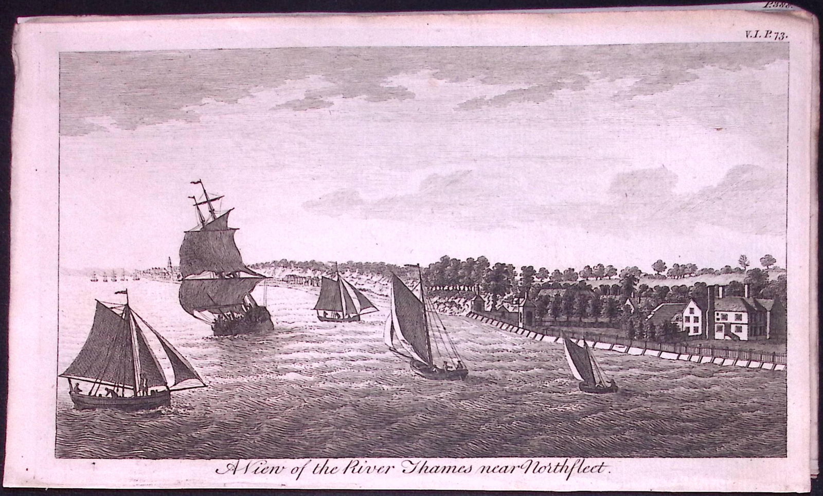 Northfleet-Kent Rare 1776 Georgian Copper Antique Engraving -50: Title: Northfleet-Kent Rare 1776 Georgian Copper Antique Engraving -50 Description: This Nearly 250-Year-Old Antique Piece Was Removed from an Edition of. A New Dis