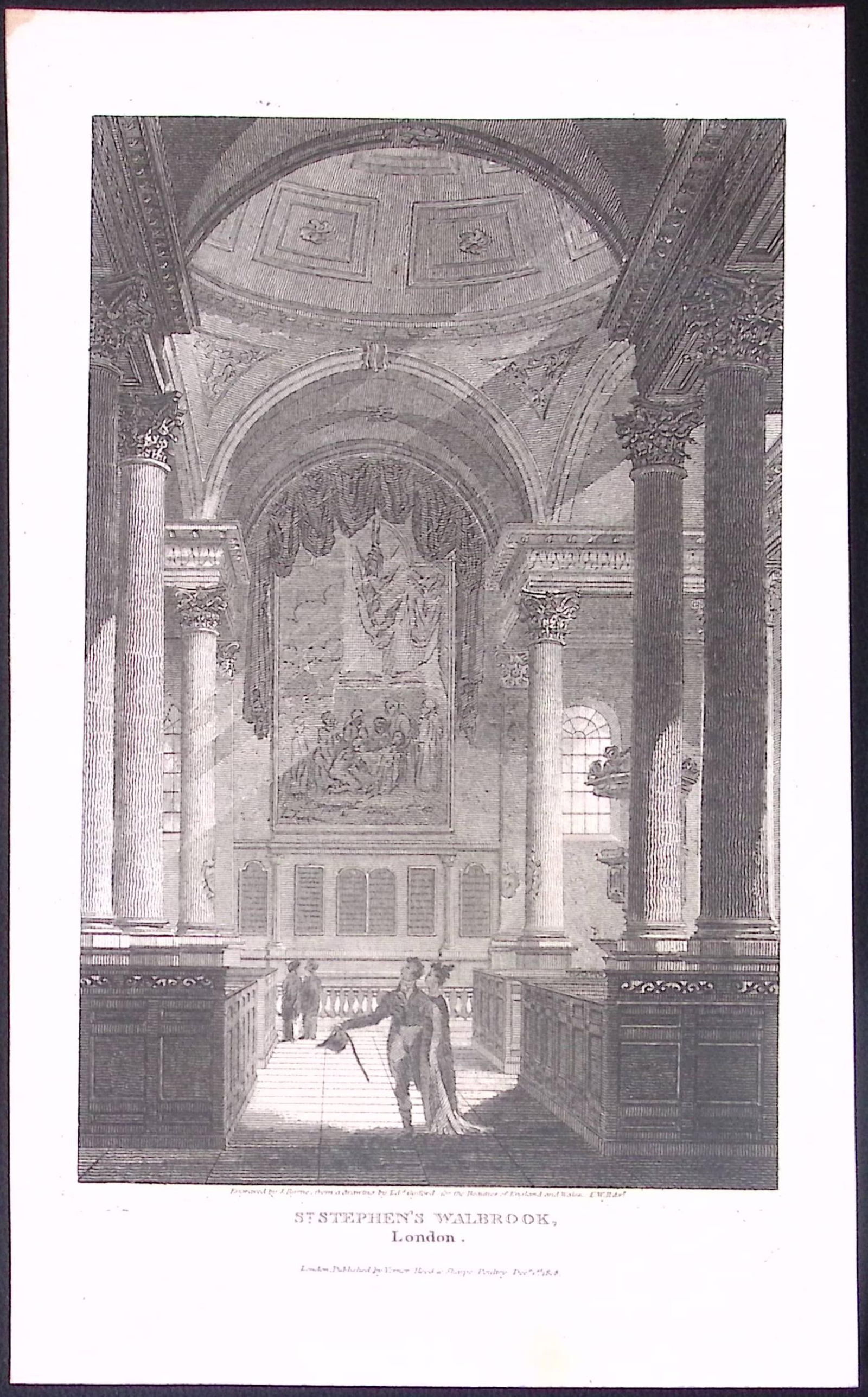 St Stephens Walbrook London Antique 200 Years-Old Steel-Engraving-240: Title: St Stephens Walbrook London Antique 200 Years-Old Steel-Engraving-240 Description: This London Georgian Antique Print Was Removed from a First Edition of. Th
