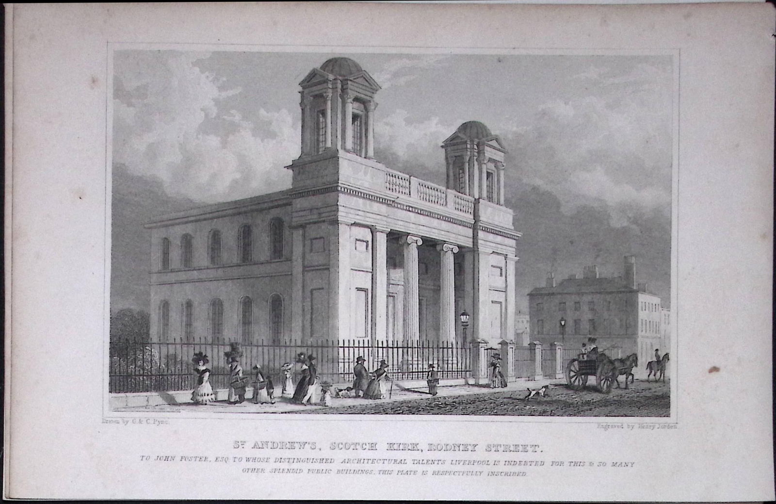 Liverpool Scotch Kirk Rodney St Antique 195 Years-Old Steel-Engraving-52: Title: Liverpool Scotch Kirk Rodney St Antique 195 Years-Old Steel-Engraving-52 Description: This Antique Steel Engraving Was Removed from a 195-Year-Old Edition of.