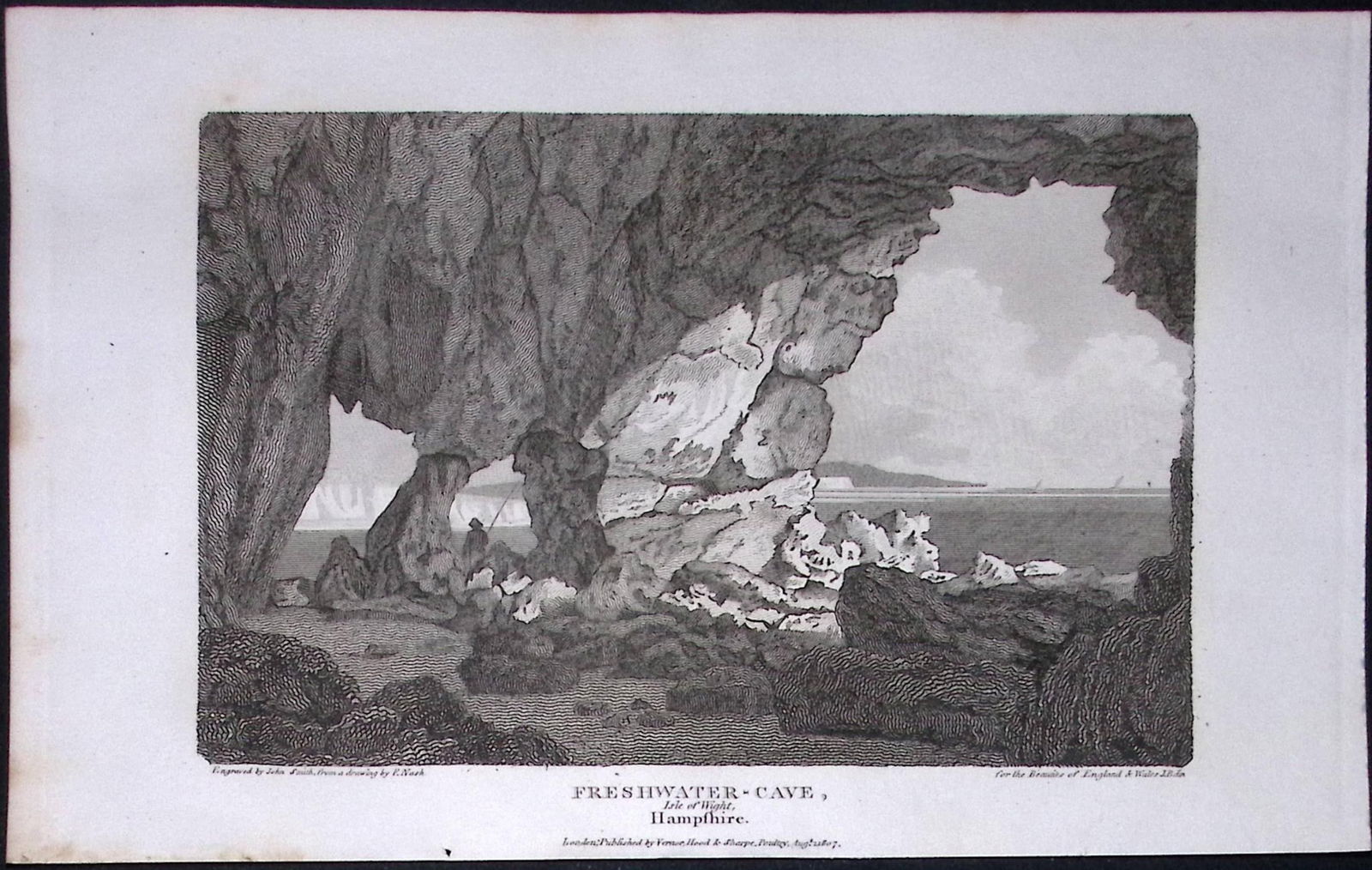 Freshwater Cave Hampshire Antique 220 Years-Old Georgian Steel-Engraving-494: Title: Freshwater Cave Hampshire Antique 220 Years-Old Georgian Steel-Engraving-494 Description: Freshwater Cave Hampshire Antique 220 Years-Old Georgian Steel-Engraving-494 <