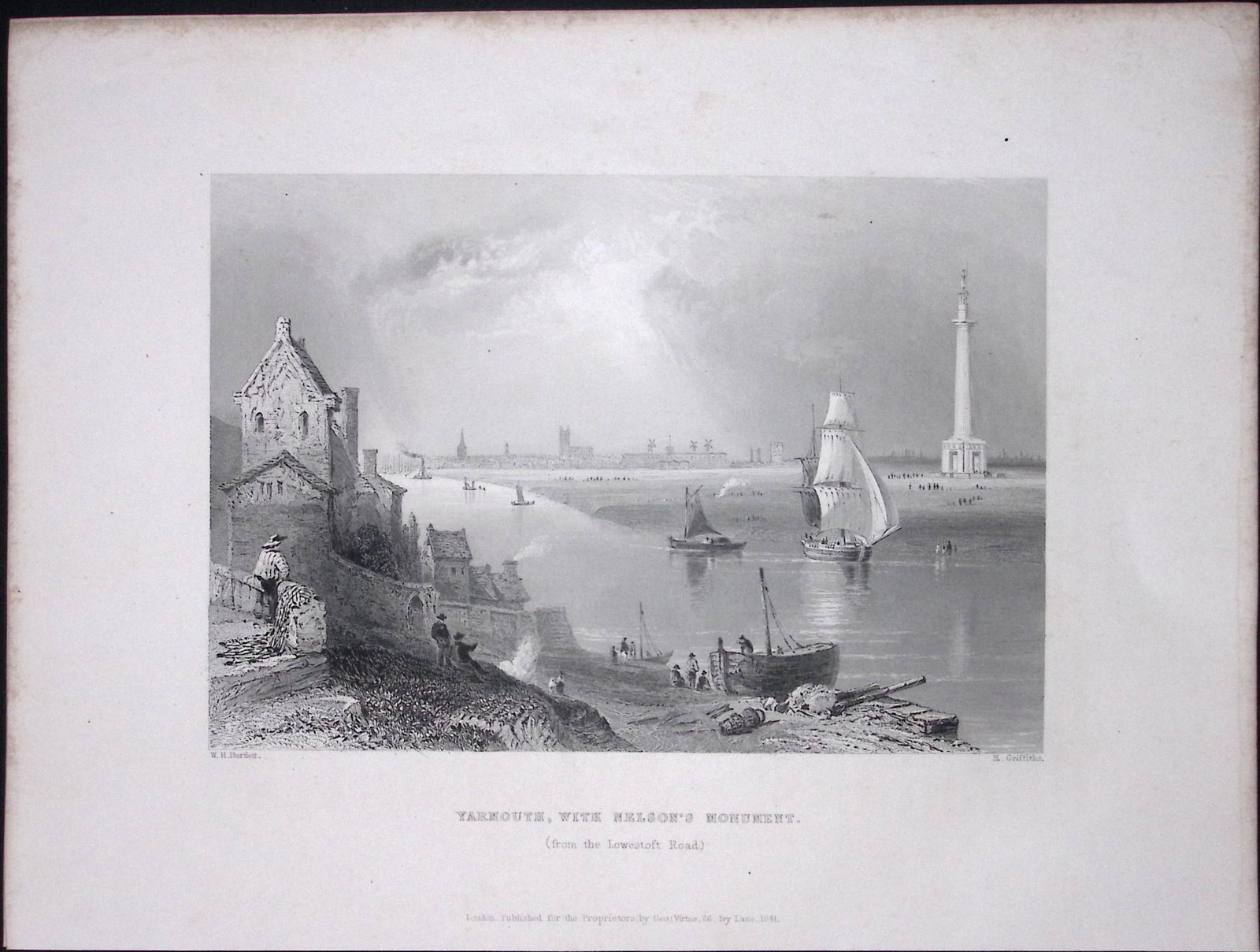 Norfolk Yarmouth Nelsons Monument WH Bartlett 1842 Antique Steel Engraving-116: Title: Norfolk Yarmouth Nelsons Monument WH Bartlett 1842 Antique Steel Engraving-116 Description: This Steel Engraved Print Has Been Removed from an Antique 1842 Edition of.