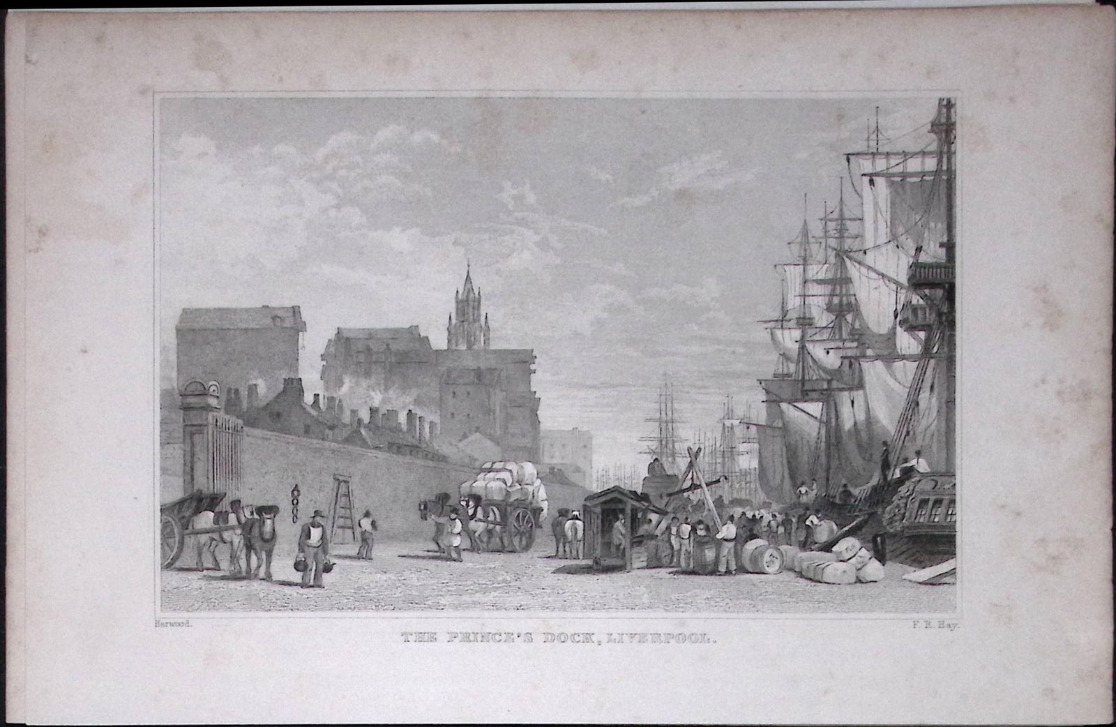 Liverpool Princes Dock Antique 195 Years-Old Steel-Engraving-25: Title: Liverpool Princes Dock Antique 195 Years-Old Steel-Engraving-25 Description: This Antique Steel Engraving Was Removed from a 195-Year-Old Edition of. Lancashire Illustrated in a Series