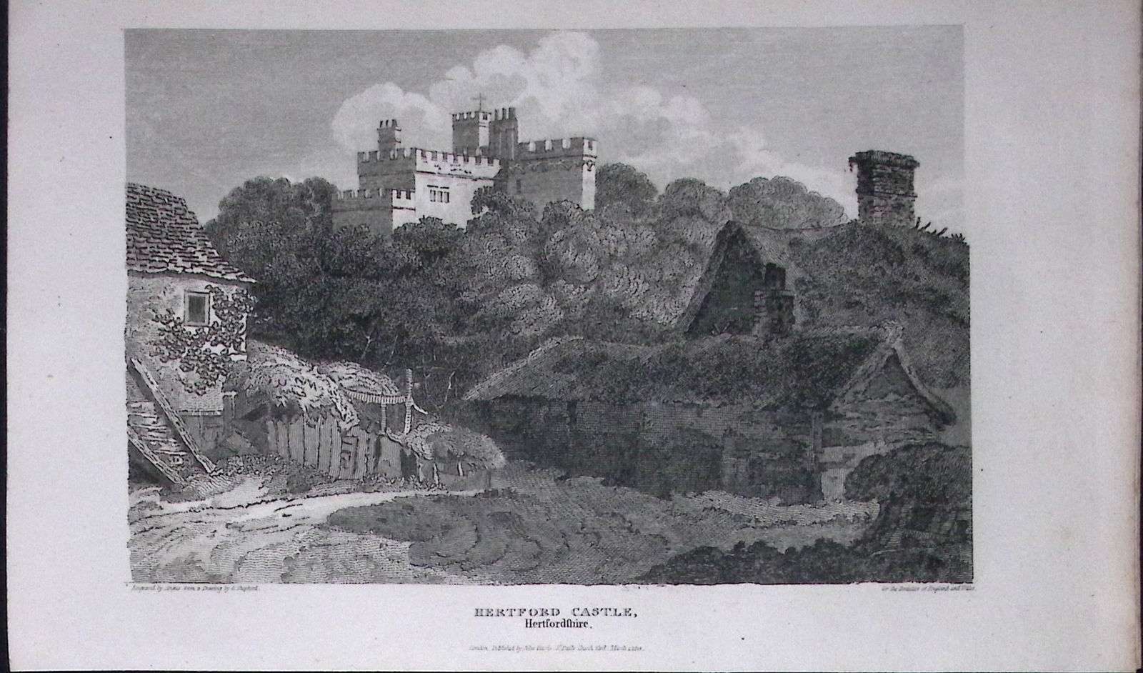 Hertford Castle Hertfordshire Antique 218 Years-Old Georgian Steel-Engraving-457: Title: Hertford Castle Hertfordshire Antique 218 Years-Old Georgian Steel-Engraving-457 Description: This Hertfordshire Georgian Antique Print Was Removed from a First Edition of.