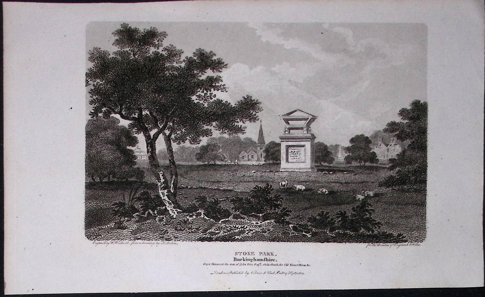 Stoke Park Monument Bucks Antique 225 Years-Old Georgian Steel-Engraving-419: Title: Stoke Park Monument Bucks Antique 225 Years-Old Georgian Steel-Engraving-419 Description: This Georgian Antique Print Was Removed from a First Edition of. The Beauties of England and