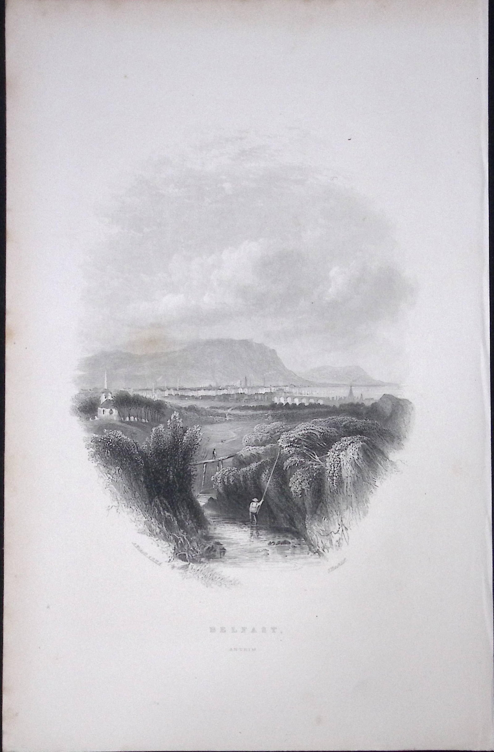 Ireland The City of Belfast Antrim Antique 183 Years-Old Steel-Engraving-46.: Title: Ireland The City of Belfast Antrim Antique 183 Years-Old Steel-Engraving-46. Description: Ireland The City of Belfast Antrim Antique 183 Years-Old Steel-Engraving-46. <