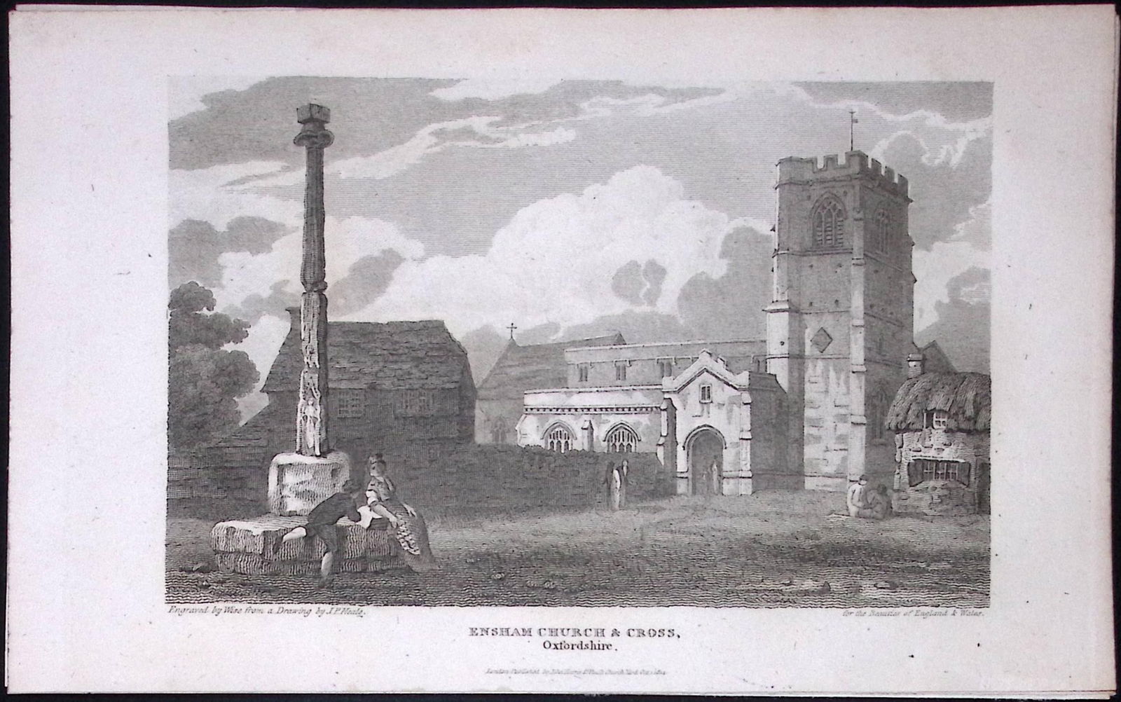 Ensham Church & Cross Oxfordshire Antique 212 Years-Old Steel-Engraving-57: Title: Ensham Church & Cross Oxfordshire Antique 212 Years-Old Steel-Engraving-57 Description: This Oxfordshire Georgian Antique Print Was Removed from a First Edition of.