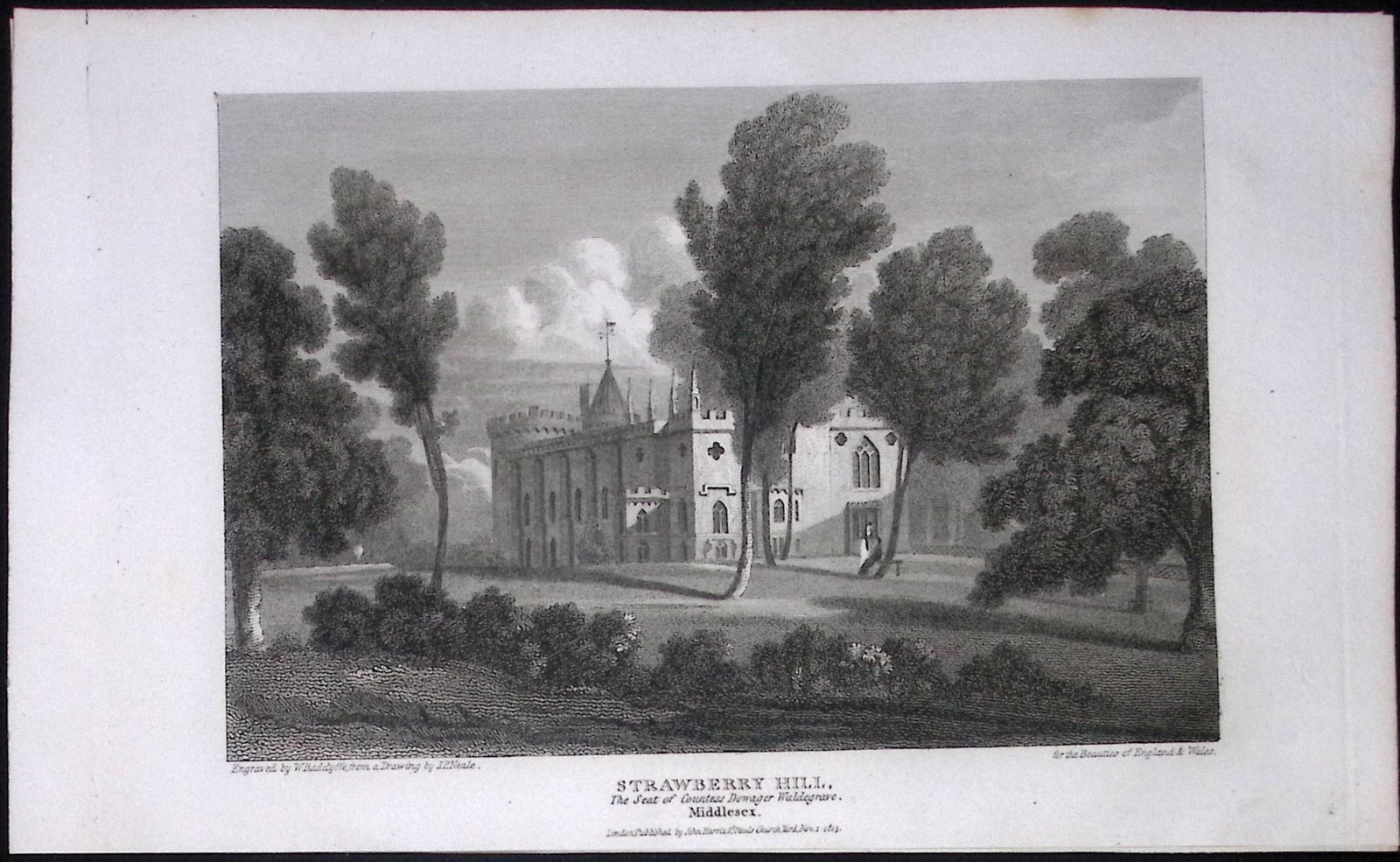 London Twickenham Strawberry Hill Antique 200 Years-Old Steel-Engraving-101: Title: London Twickenham Strawberry Hill Antique 200 Years-Old Steel-Engraving-101 Description: This London Georgian Antique Print Was Removed from a First Edition of. The Beauties of England