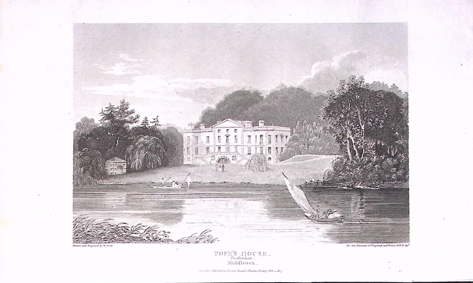 Popes House Twickenham London Antique 200 Years-Old Steel-Engraving-257: Title: Popes House Twickenham London Antique 200 Years-Old Steel-Engraving-257 Description: This London Georgian Antique Print Was Removed from a First Edition of.