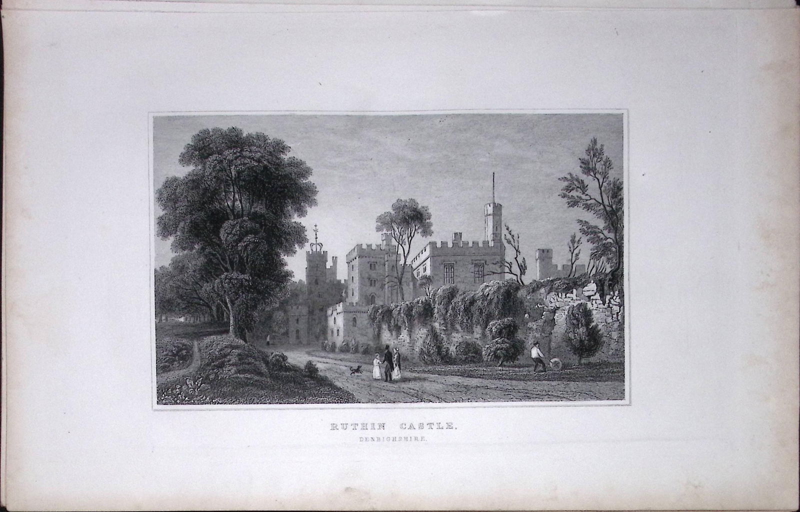 Wales Ruthin Castle Denbighshire Antique 166-Year-Old Steel Engraving-36. (1 of 2)