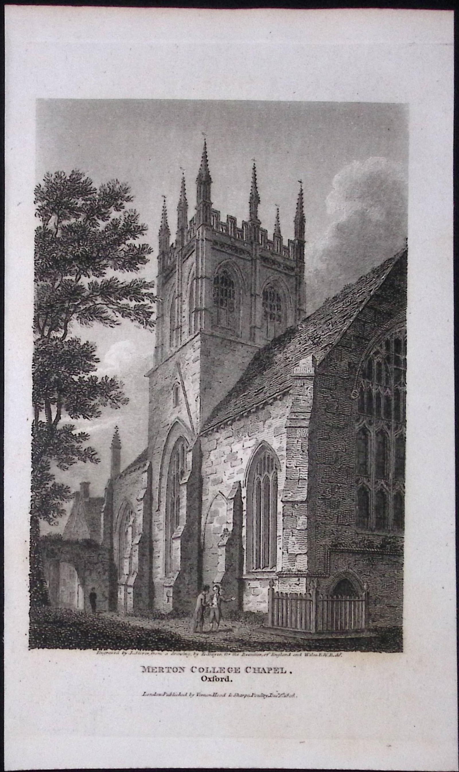 Oxford Merton College Chapel Antique 212 Years-Old Steel-Engraving-43 (1 of 2)