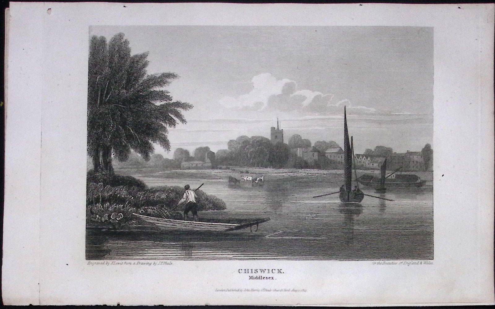 London Chiswick on The River Antique 200 Years-Old Steel-Engraving-113: Title: London Chiswick on The River Antique 200 Years-Old Steel-Engraving-113 Description: This London Georgian Antique Print Was Removed from a First Edition of. T