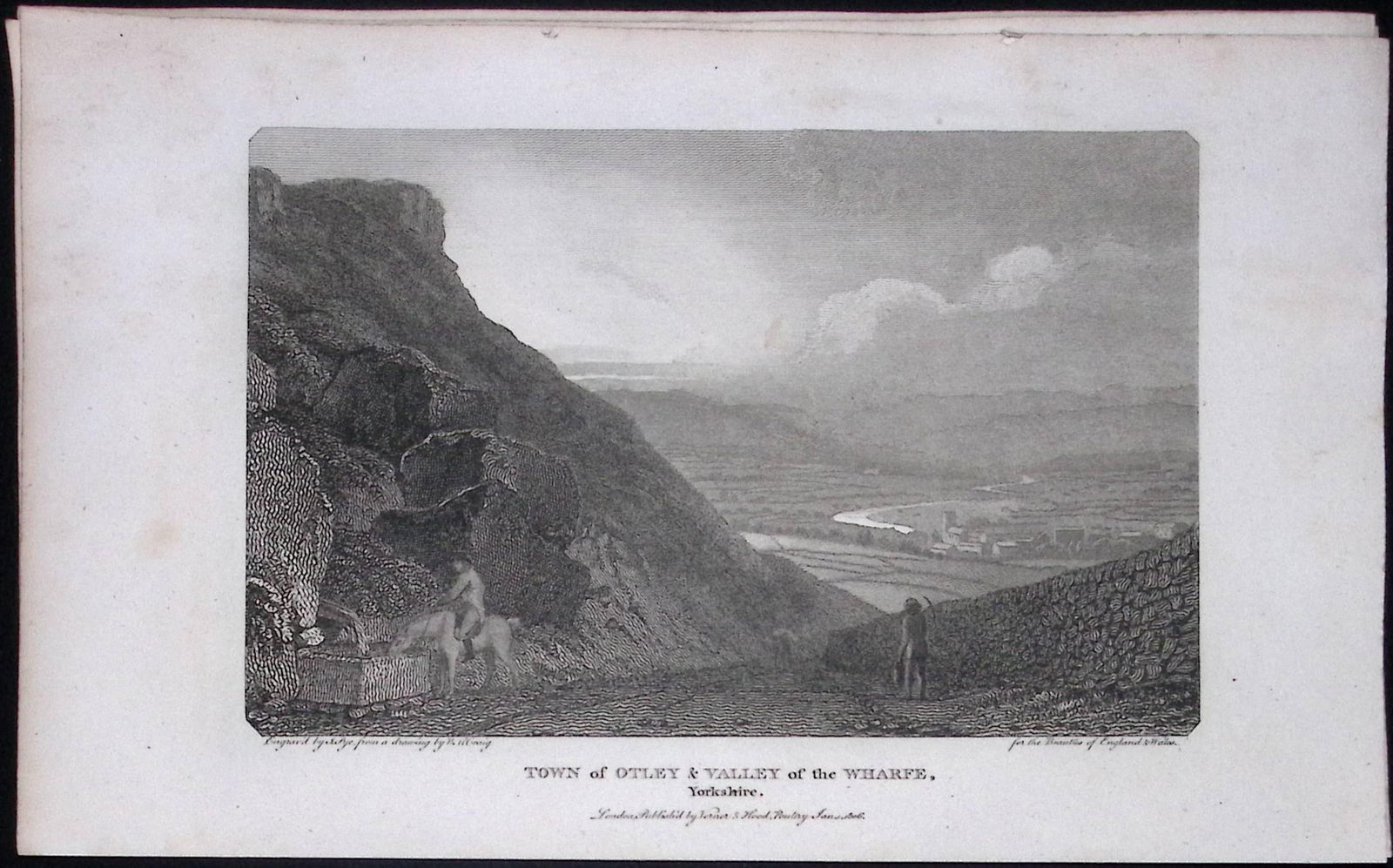 Town of Otley & Valley of The Wharfe Yorkshire Antique 213 Years-Old Steel-Engraving-30: Title: Town of Otley & Valley of The Wharfe Yorkshire Antique 213 Years-Old Steel-Engraving-30 Description: This Yorkshire Georgian Antique Print Was Removed from a First Edition of. The