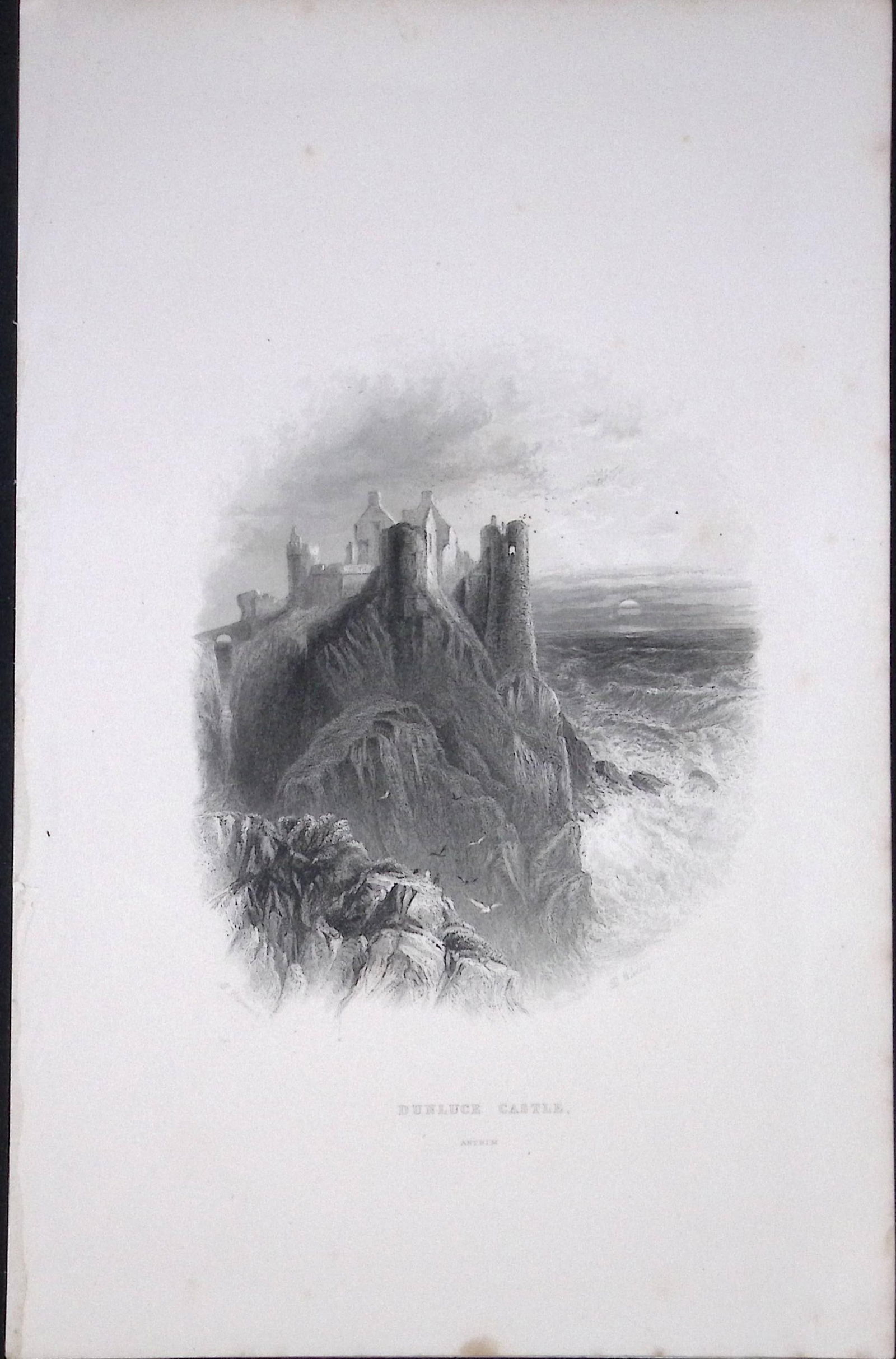 Ireland Dunluce Castle Antrim Ulster Antique 183 Years-Old Steel-Engraving-40.: Title: Ireland Dunluce Castle Antrim Ulster Antique 183 Years-Old Steel-Engraving-40. Description: The Scenery and Antiquities of Ireland, Illustrations by WH Barlett. <