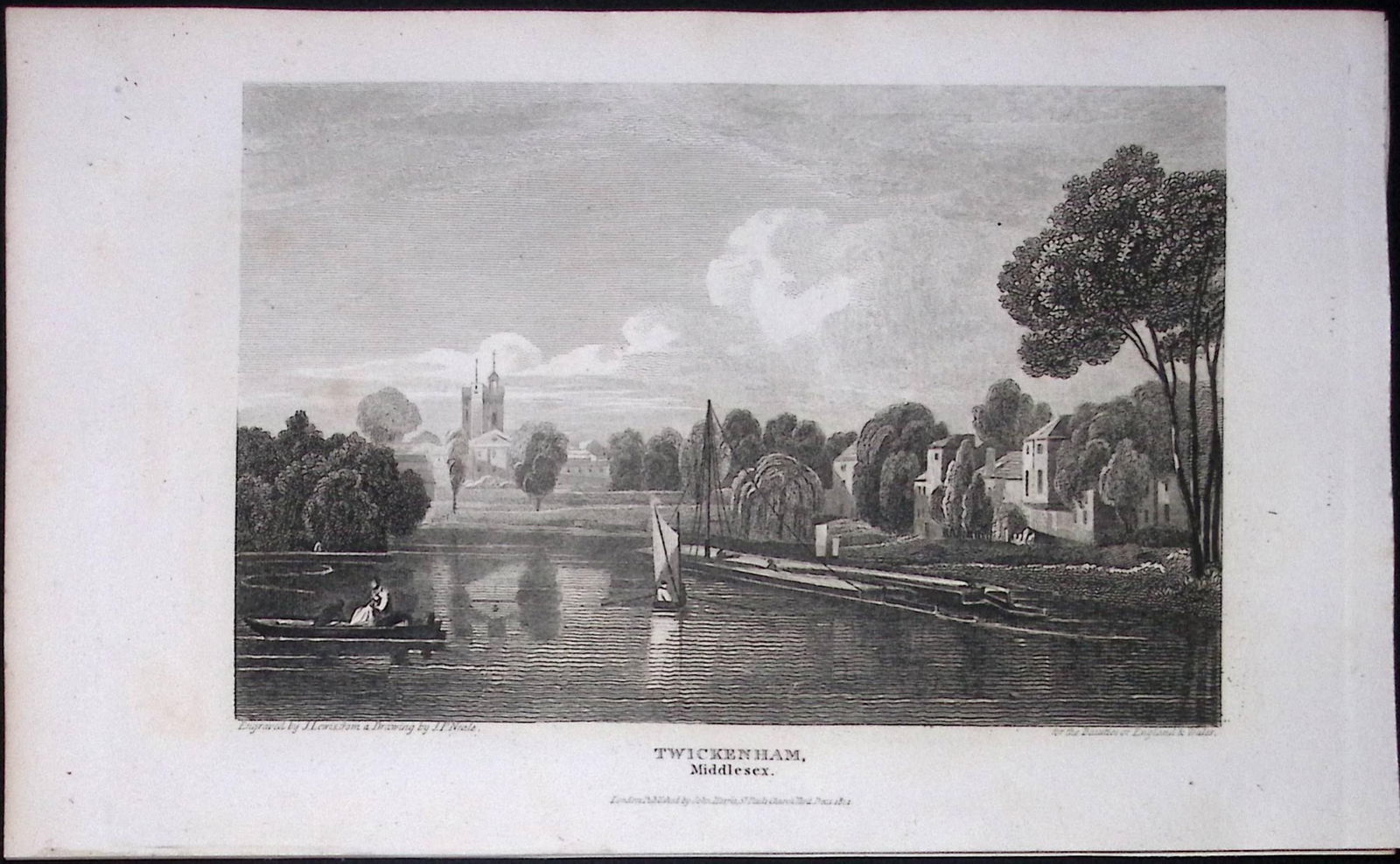 London Twickenham On The River Antique 200 Years-Old Steel-Engraving-102: Title: London Twickenham On The River Antique 200 Years-Old Steel-Engraving-102 Description: This London Georgian Antique Print Was Removed from a First Edition of. The Beauties of England and
