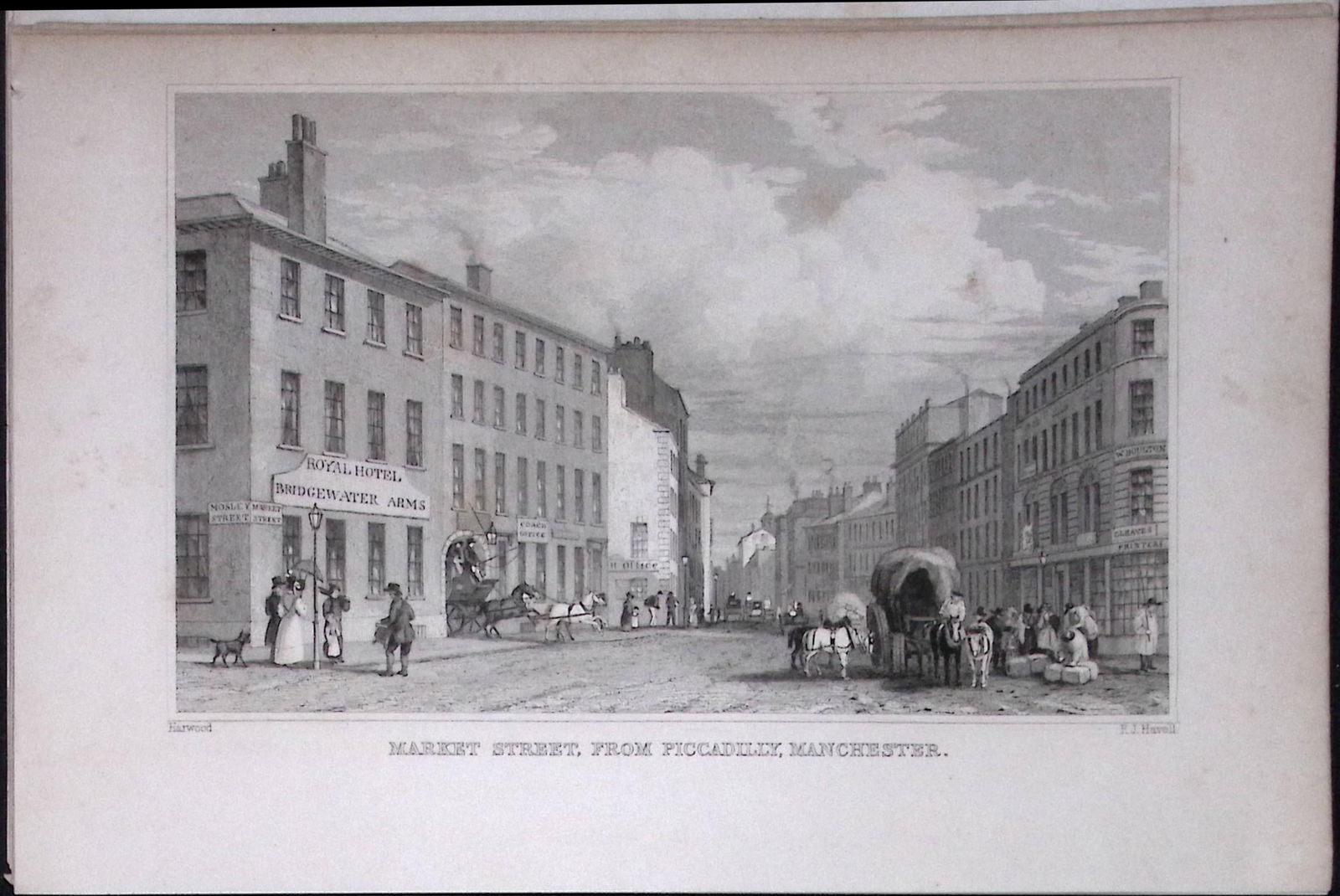 Manchester Market St From Piccadilly Antique 195 Years-Old Steel-Engraving-32: Title: Manchester Market St From Piccadilly Antique 195 Years-Old Steel-Engraving-32 Description: This Antique Steel Engraving Was Removed from a 195-Year-Old Edition of.