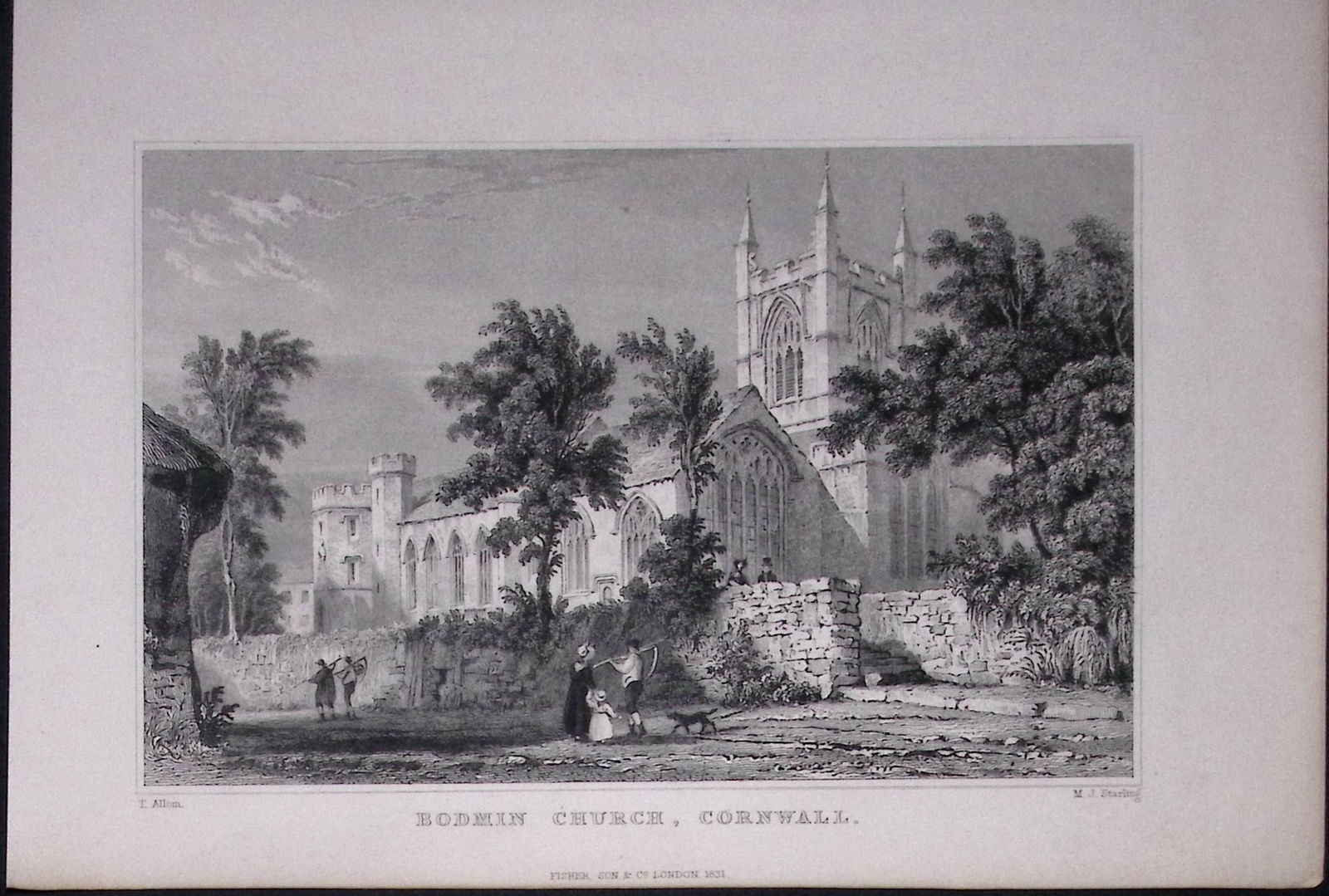 Cornwall Bodmin Church Antique 193 Years-Old Steel-Engraving-9: Title: Cornwall Bodmin Church Antique 193 Years-Old Steel-Engraving-9 Description: This Antique Steel Engraving Was Removed from a 193-Year-Old Edition of. Devon and Cornwall Illustrated in a